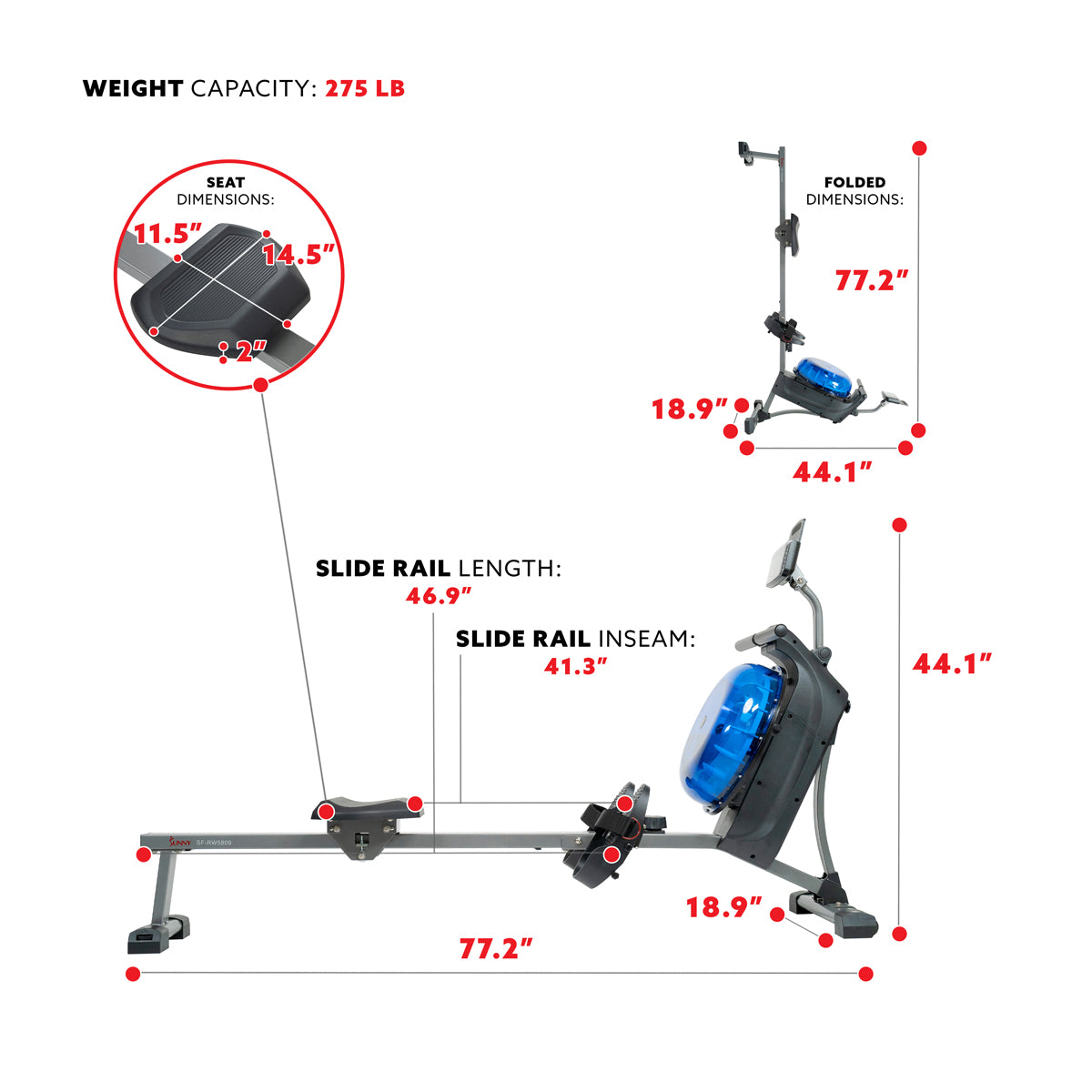Hydro+ Dual Resistance Magnetic Water Rowing Machine for Home Gym - Full Body Workout Equipment for Cardio & Strength Training | Perfect for Small Spaces & Indoor Fitness