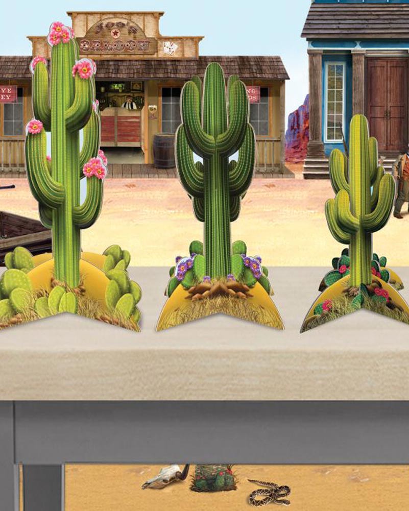 3D Cactus Centerpieces for Table Decor - Pack of 3 Artificial Succulent Plants for Wedding, Party, Home & Office Decoration