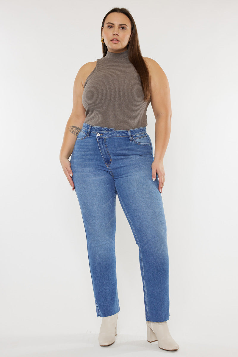 Lory High Rise Slim Straight Jeans for Women - Plus Size Denim Pants with Stretch Comfort - Perfect for Casual Wear, Office & Date Night Outfits