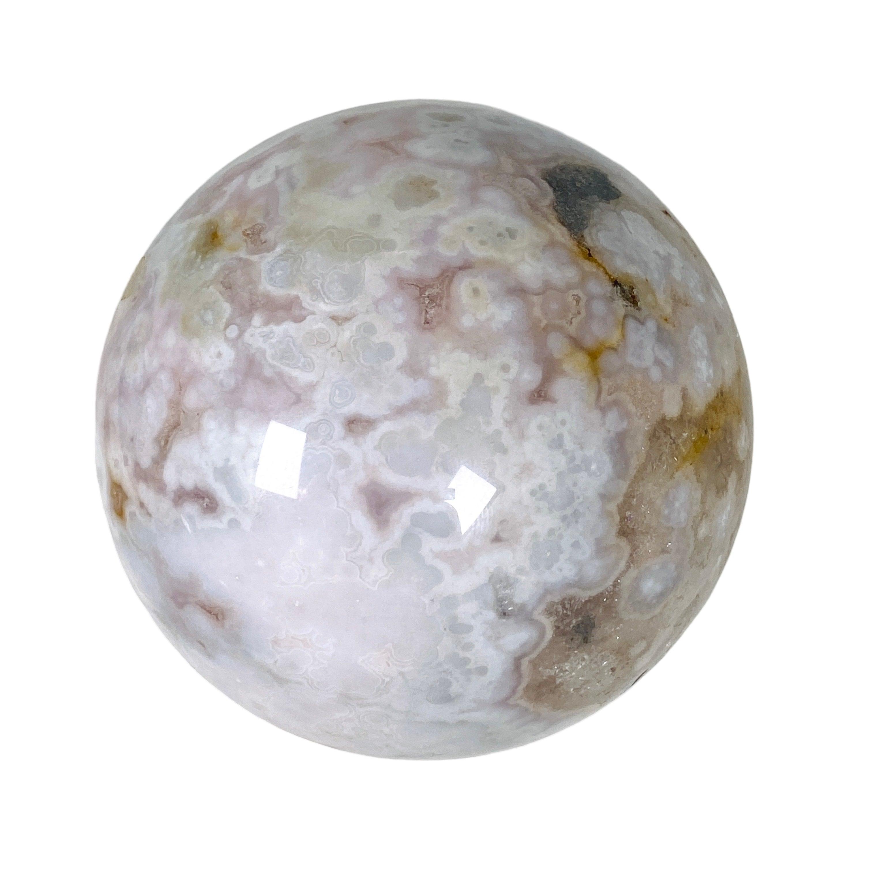 Natural Pink Flower Agate with Pyrite Sphere - Healing Crystal for Meditation, Reiki, and Home Decor - PFAS 03