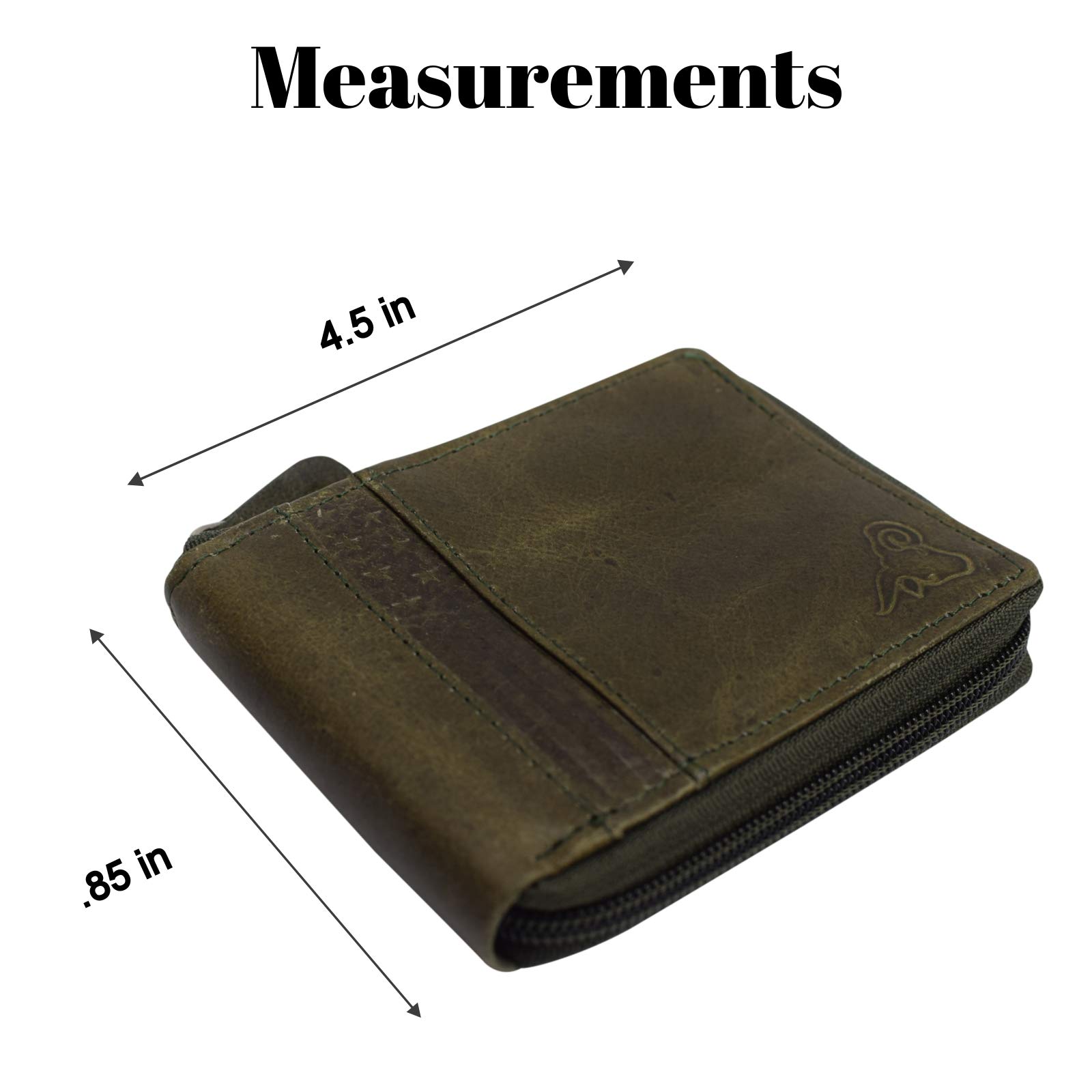 Premium RFID Blocking Zipper Bifold Wallet for Men & Women - Genuine Leather with Gift Box (Green) - Ideal for Travel, Business & Everyday Use