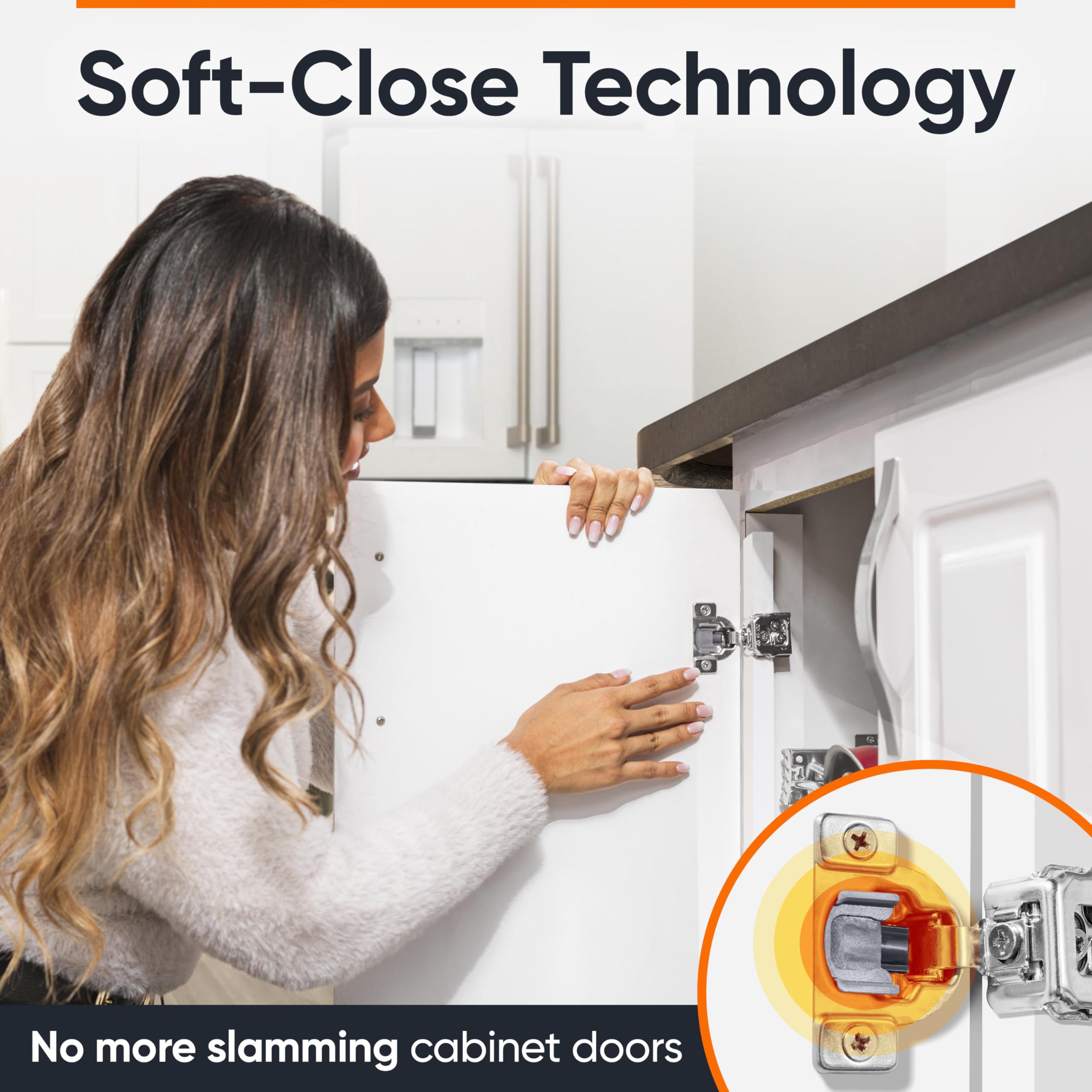DecoBasics 6 Pack Soft Close Cabinet Hinges - Satin Nickel Finish, 1