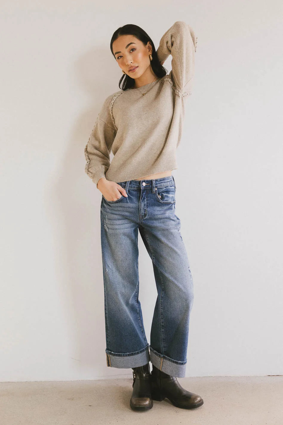 Lacie Cropped Wide Leg Jeans for Women - High Waisted Distressed Denim Pants | Perfect for Casual Outfits, Street Style & Everyday Wear