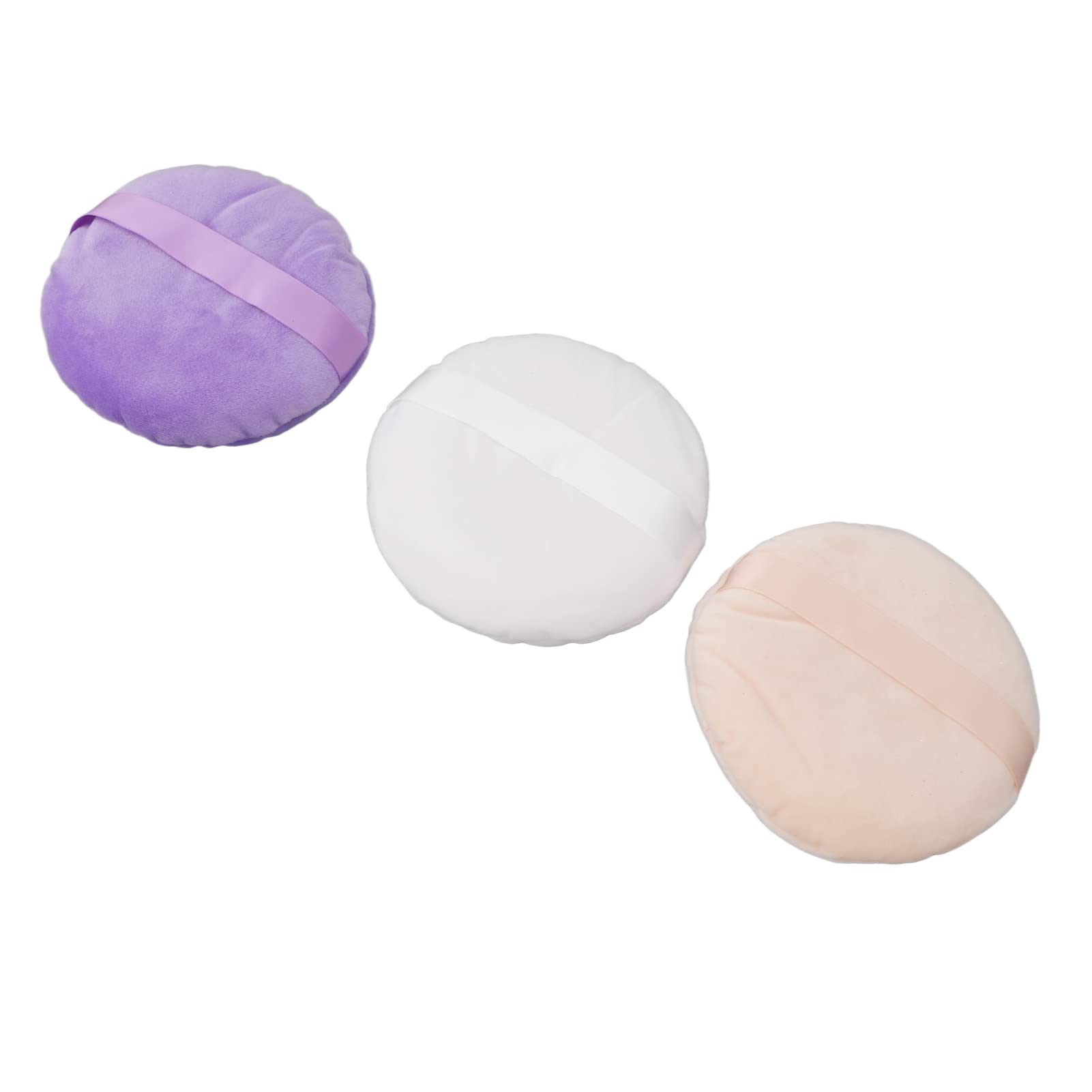 3 Pack Soft Velour Powder Puffs for Face - Round Makeup Puff Set with Portable Case for Flawless Powder Application - Perfect for Travel, Touch-Ups & Professional Makeup