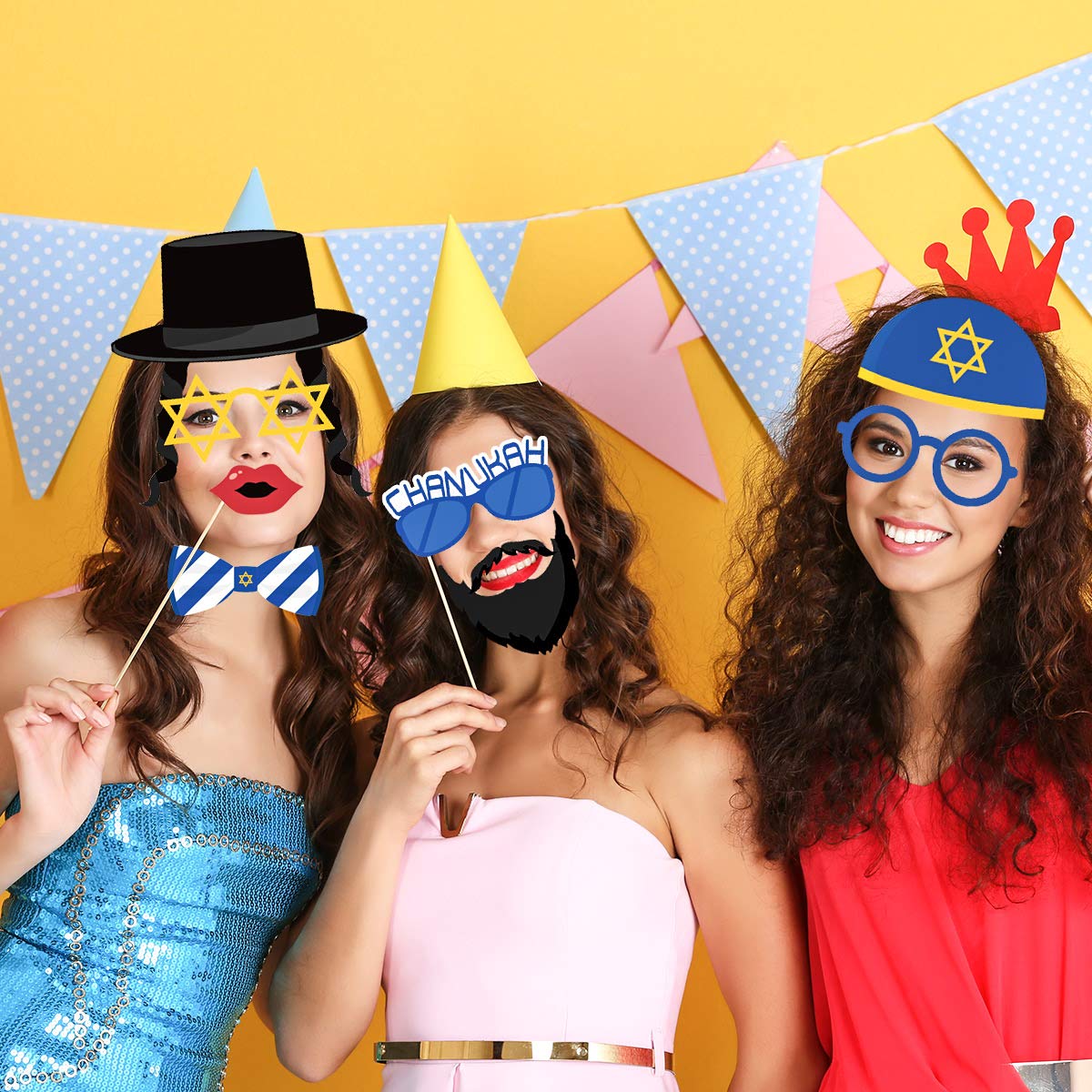 25-Piece Hanukkah Photo Booth Props Set - Fun Jewish Holiday Party Decorations, Chanukah Favors & Cosplay Accessories for Festive Celebrations, Social Media & Family Gatherings