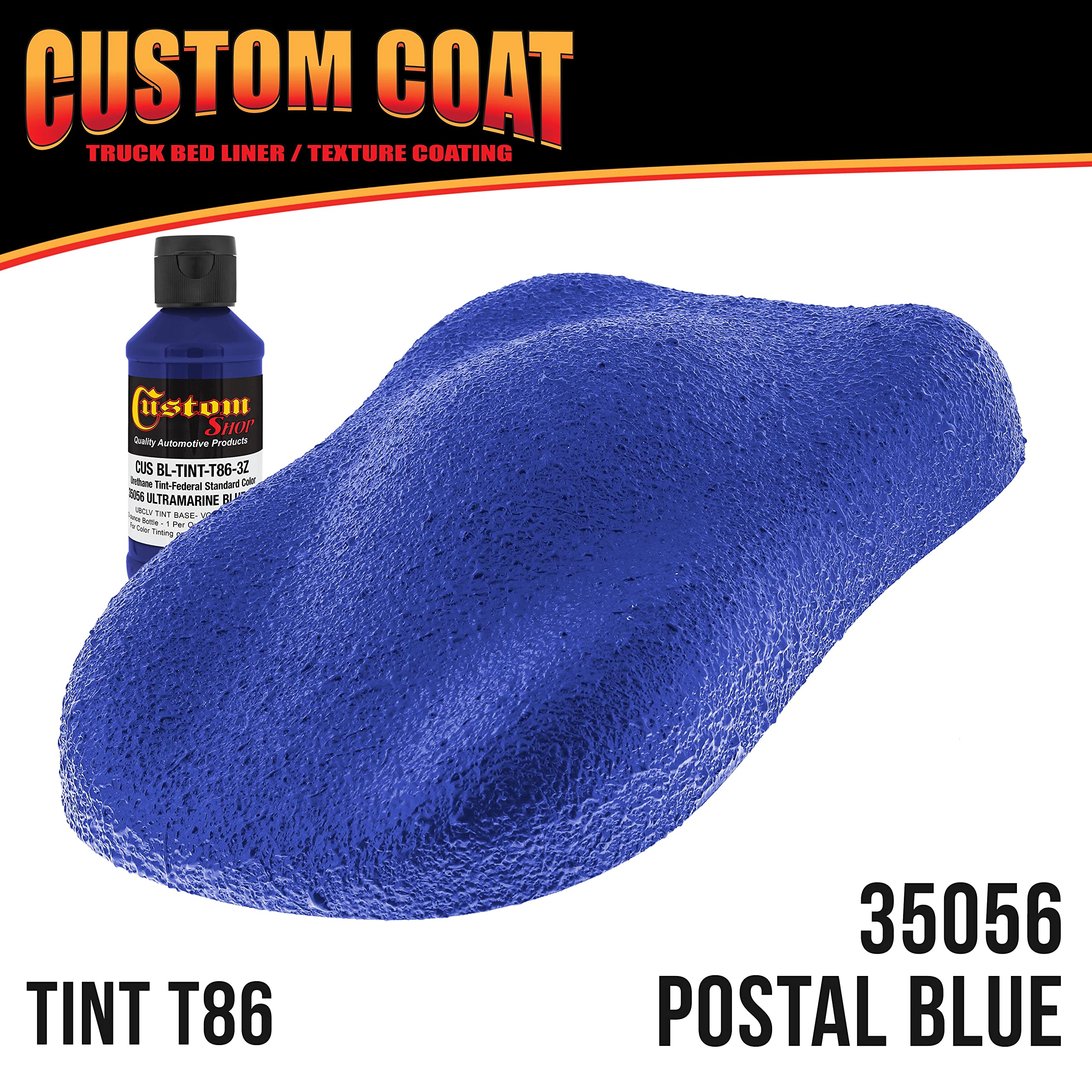 Federal Standard Color #35056 Ultramarine Blue T86 Urethane Truck Bed Liner Kit - 1 Quart Roll-On, Brush-On or Spray-On Protective Coating with Roller Applicator | Durable Textured Finish for Pickup Trucks, Trailers & Automotive Protection