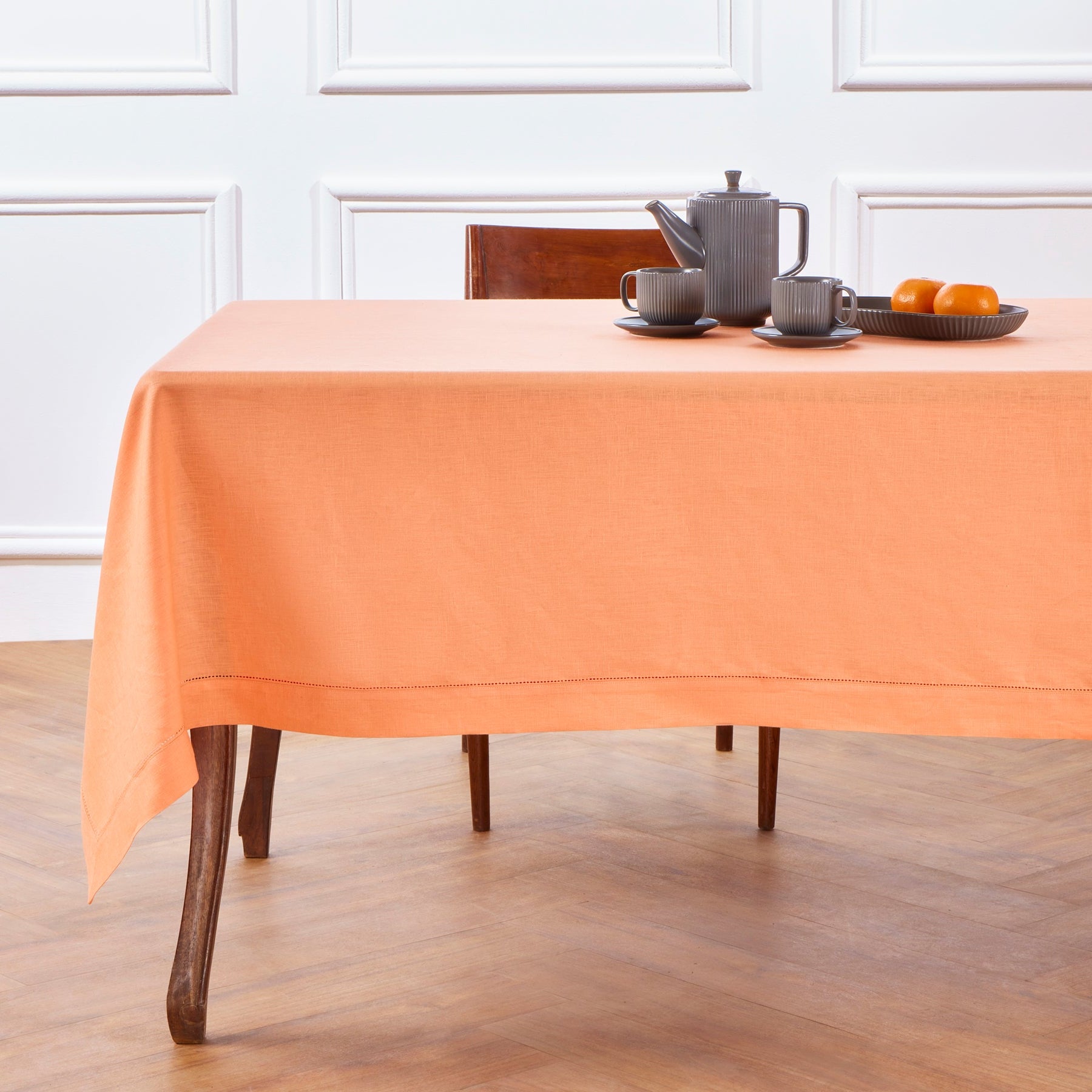 Elegant Classic Hemstitch Tablecloth - Premium Cotton Linen Dining Table Cover for Formal Dinners & Special Occasions