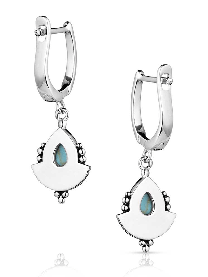 Montana Silversmiths ER5774 Women's Simple Flourish Turquoise Earrings - Sterling Silver Dangle Earrings for Casual & Formal Wear