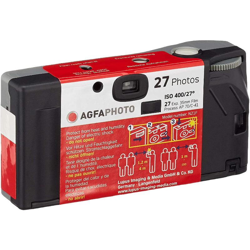 AgfaPhoto LeBox 10 Pack Disposable Cameras with ISO 400 Film - 27 Exposures per Camera for Weddings, Parties & Travel Photography