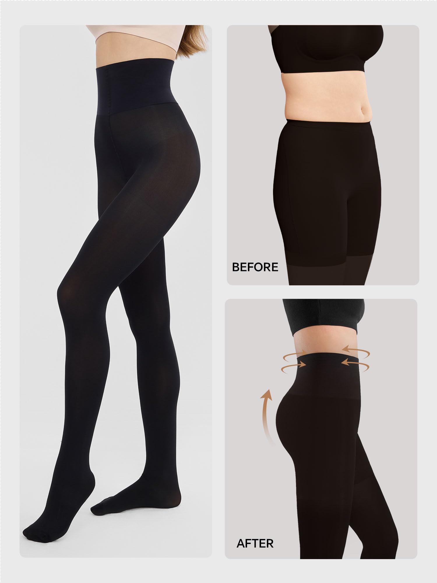LUCKMEEY Women's Black Semi Opaque Tights with Tummy Control - Warm Pantyhose Stockings for Under Dresses | Perfect for Work, Winter Outfits & Formal Occasions