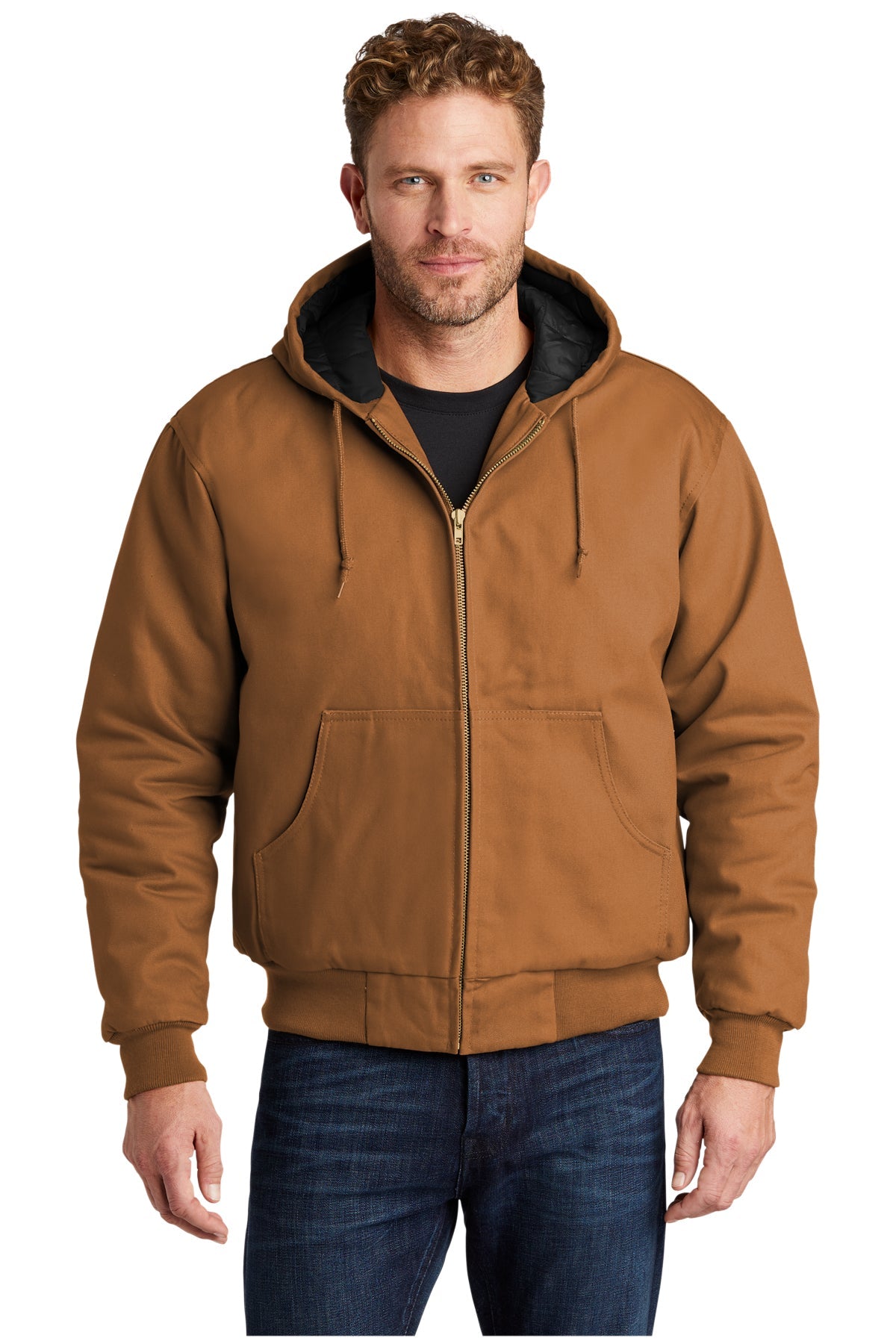 CornerStone Tall Duck Cloth Hooded Work Jacket for Men - Heavy Duty Duck Brown Jacket - Durable Workwear for Construction, Farming & Outdoor Activities