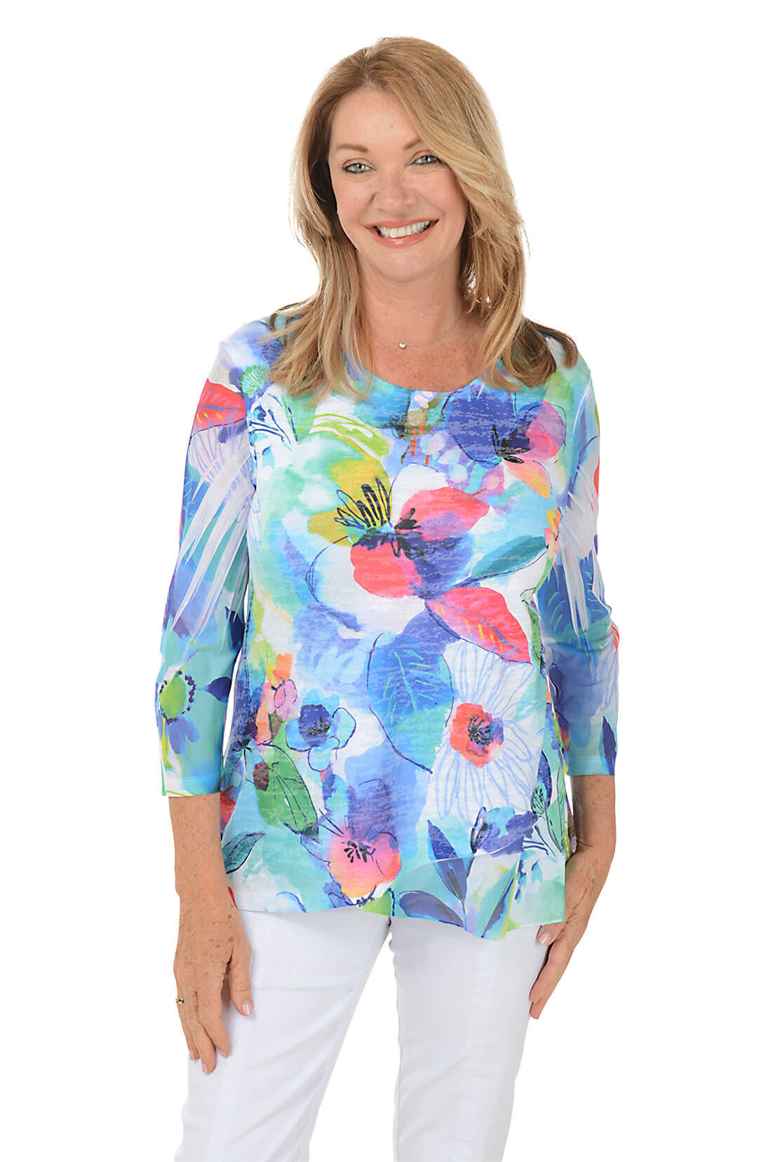 Charlotte Burnout Mesh Knit Tunic Top for Women - Soft Stretchy Casual Blouse - Perfect for Layering, Summer Outfits & Boho Fashion