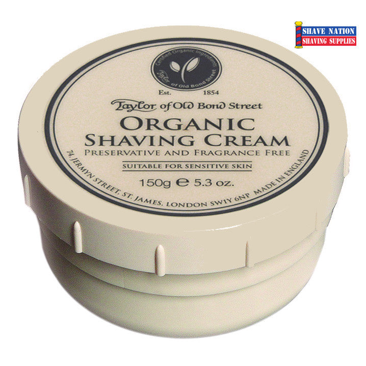 Taylor of Old Bond Street Organic Shaving Cream for Men - Luxury Natural Moisturizing Shaving Soap in Jar - Perfect for Sensitive Skin & Wet Shaving Routine at Home or Travel