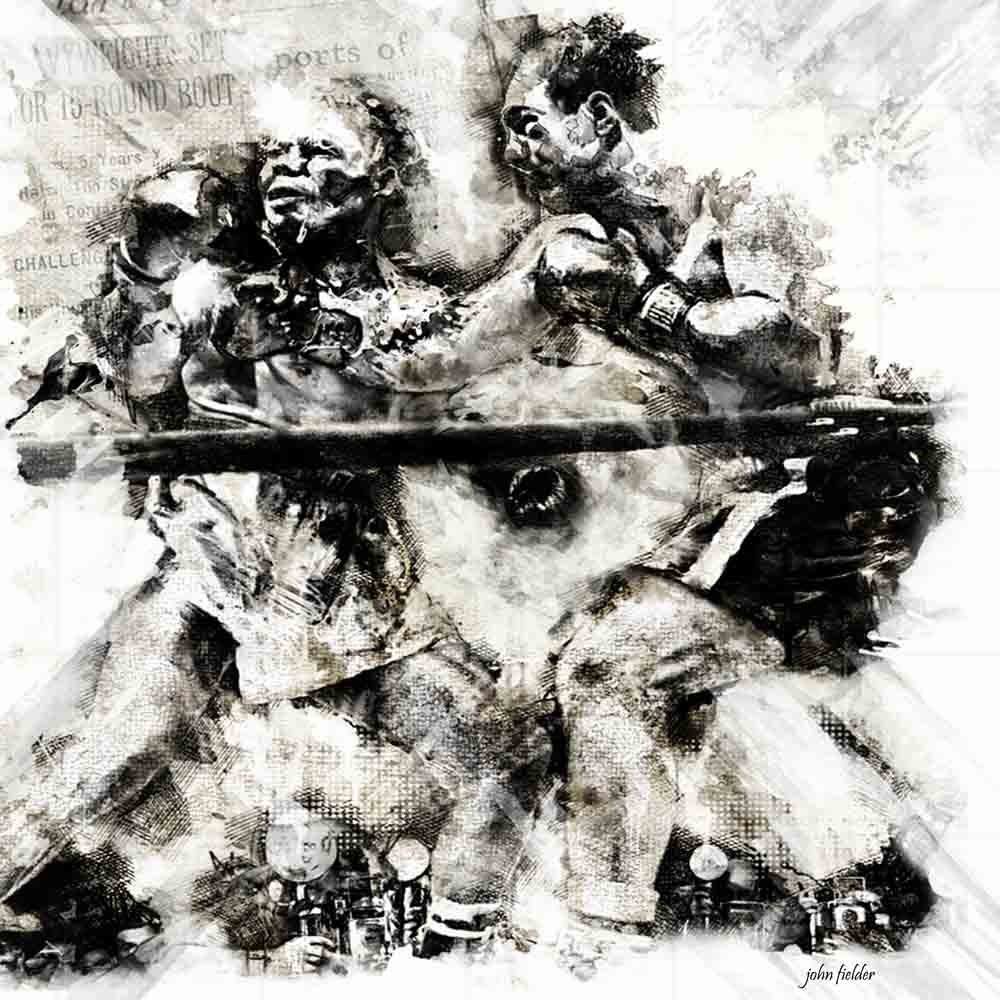 Louis Leonard Art – Boxers Battling by John Fielder - Premium Framed Canvas Giclee Wall Art Print - Perfect for Home Gym, Boxing Room Decor & Sports Themed Gifts