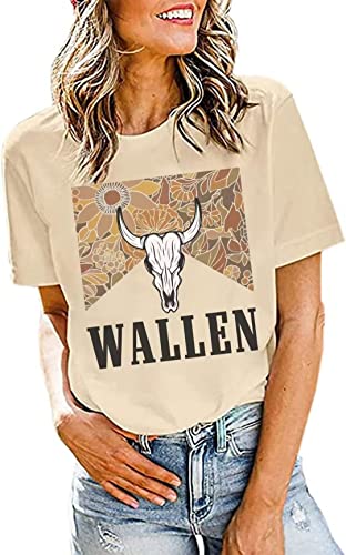Funny Vintage Western Cowboy Tshirt for Women - Country Music Rodeo Graphic Tee with Steer Skull Design | Casual Cowgirl Shirt for Concerts, Rodeos & Western Theme Parties