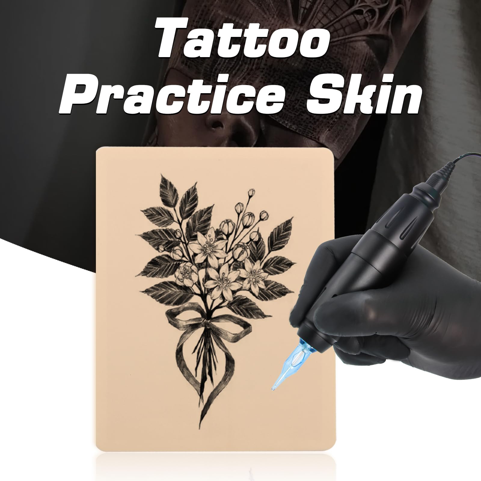 Ruicoo 10 Sheets Double-Sided Tattoo Practice Skin - 8×6 Inch Blank Fake Skin for Tattoo Artists & Beginners - Ideal for Tattoo Training, Needle Practice & Art Design