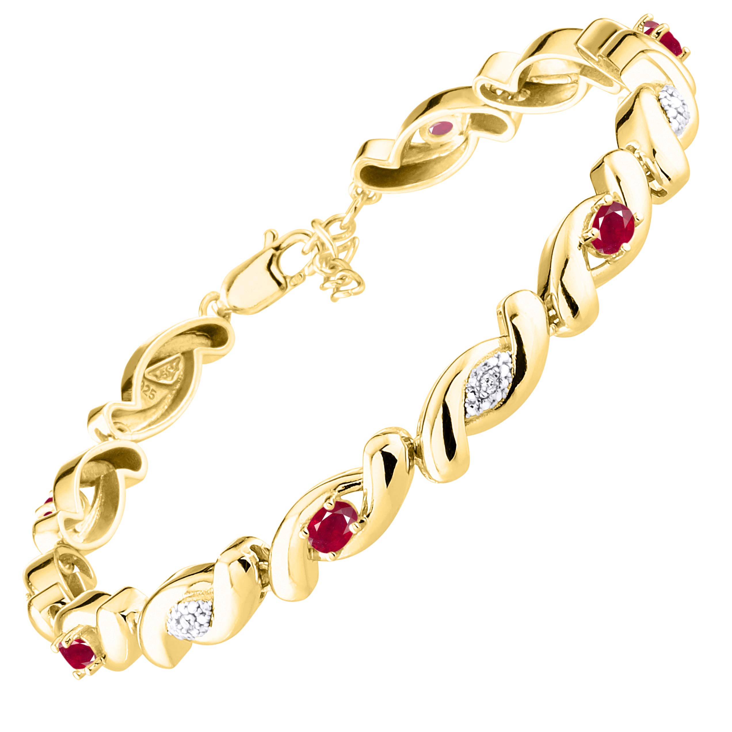 Rylos 925 Sterling Silver Infinity Twist Tennis Bracelet for Women - Adjustable 7