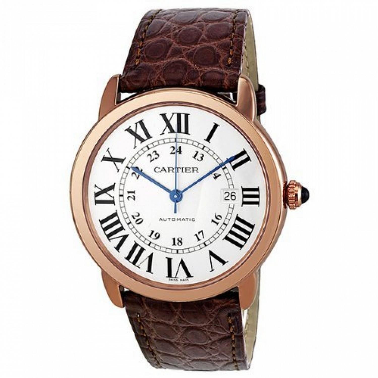 Cartier Ronde Solo de Cartier XL Automatic Silver Dial 18kt Rose Gold Men's Watch W6701009 - Luxury Dress Watch for Business & Formal Occasions