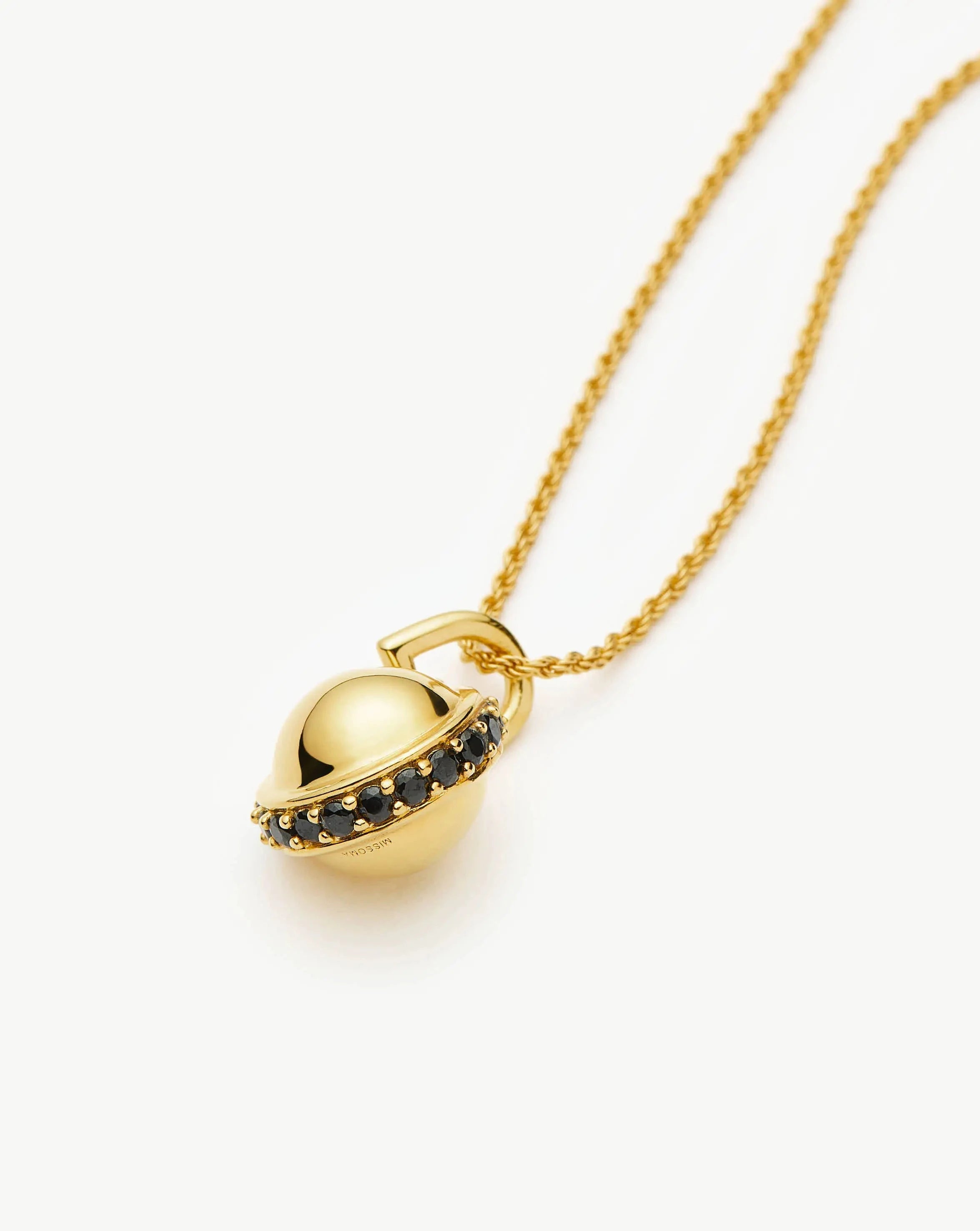 Orb Gemstone Pendant Necklace - 18k Gold Plated Black Spinel Crystal Jewelry | Elegant Gift for Women, Birthday, Anniversary & Special Occasions