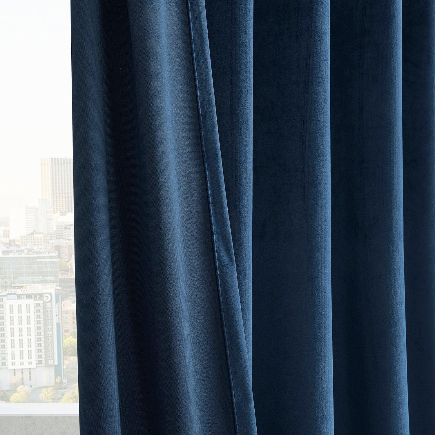 Deep Cobalt Blue Blackout Curtains with Grommet Top - 2 Panels Set for Bedroom, Living Room & Home Theater - Soft Velvet Room Darkening Window Drapes for Light Blocking & Privacy
