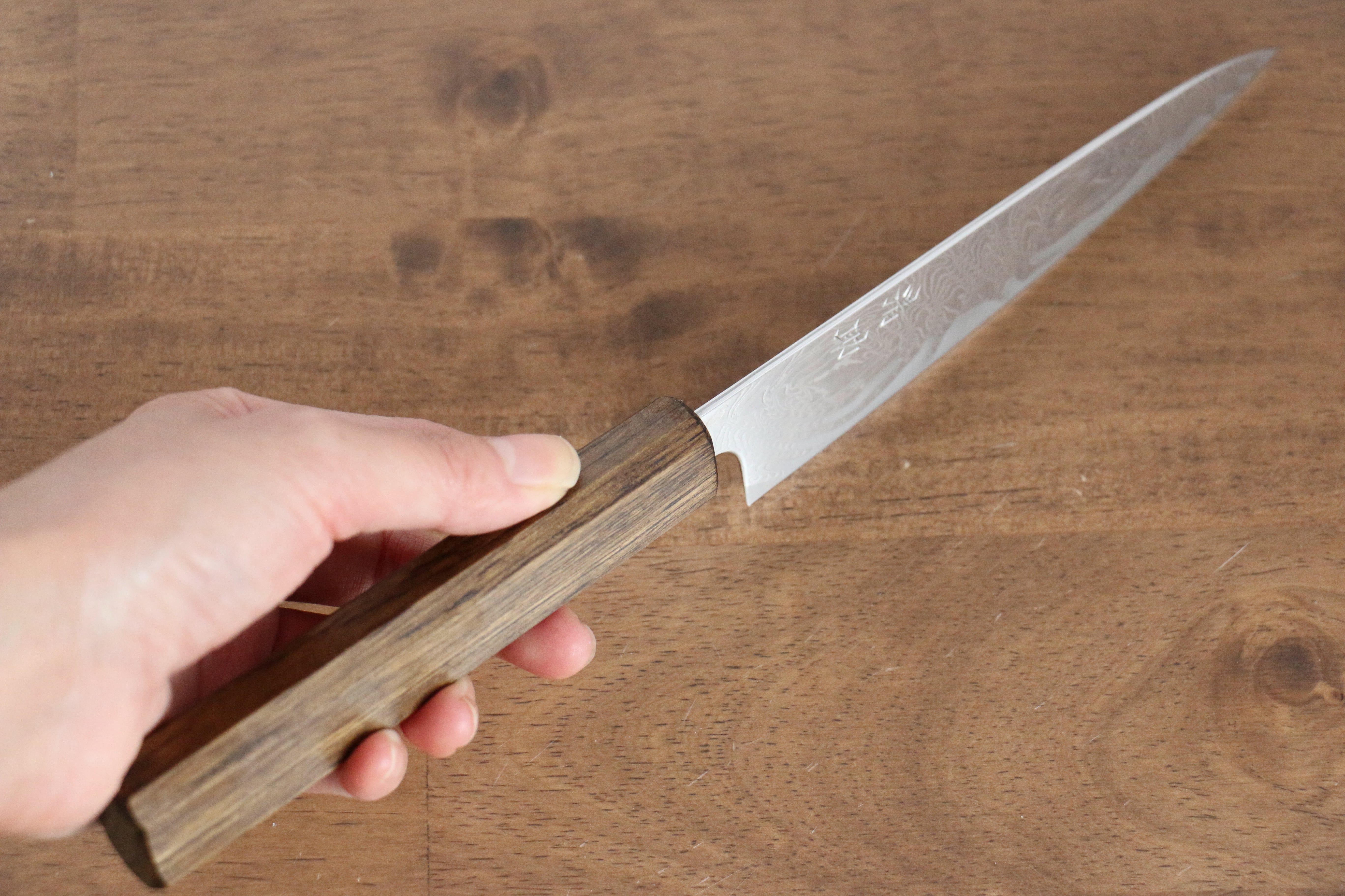 Premium Seisuke Nami AUS10 Damascus Steel Petty Knife 135mm - Mirrored Finish with Oak Handle - Perfect for Slicing, Peeling & Precision Kitchen Tasks
