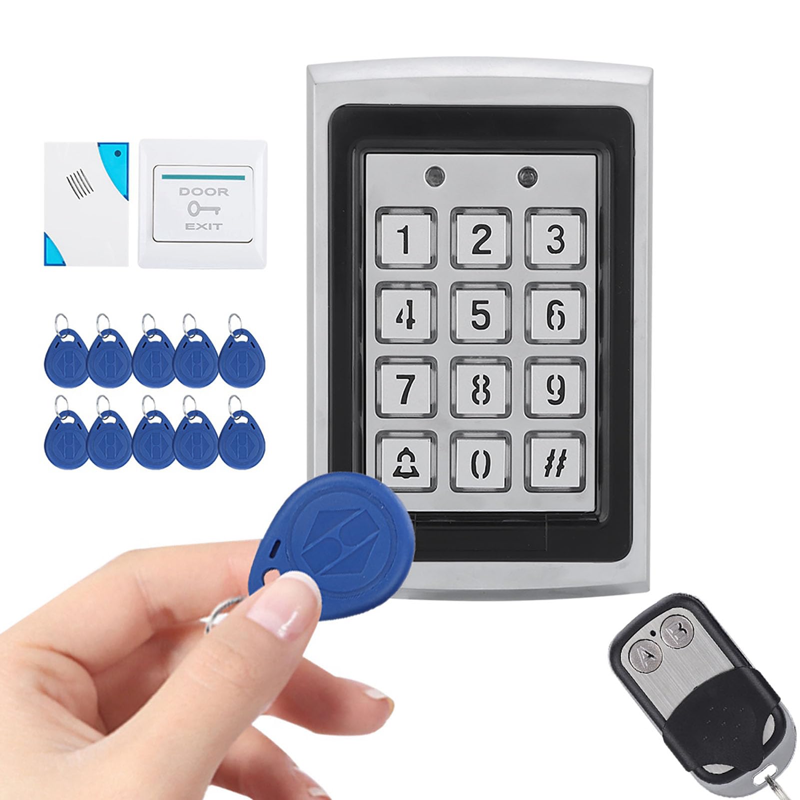 Advanced Access Control Kit with Proximity Cards, Keypad & Remote Control - Secure Business, Office, Factory & Community Entry - Latest IC Technology for Home & Commercial Security