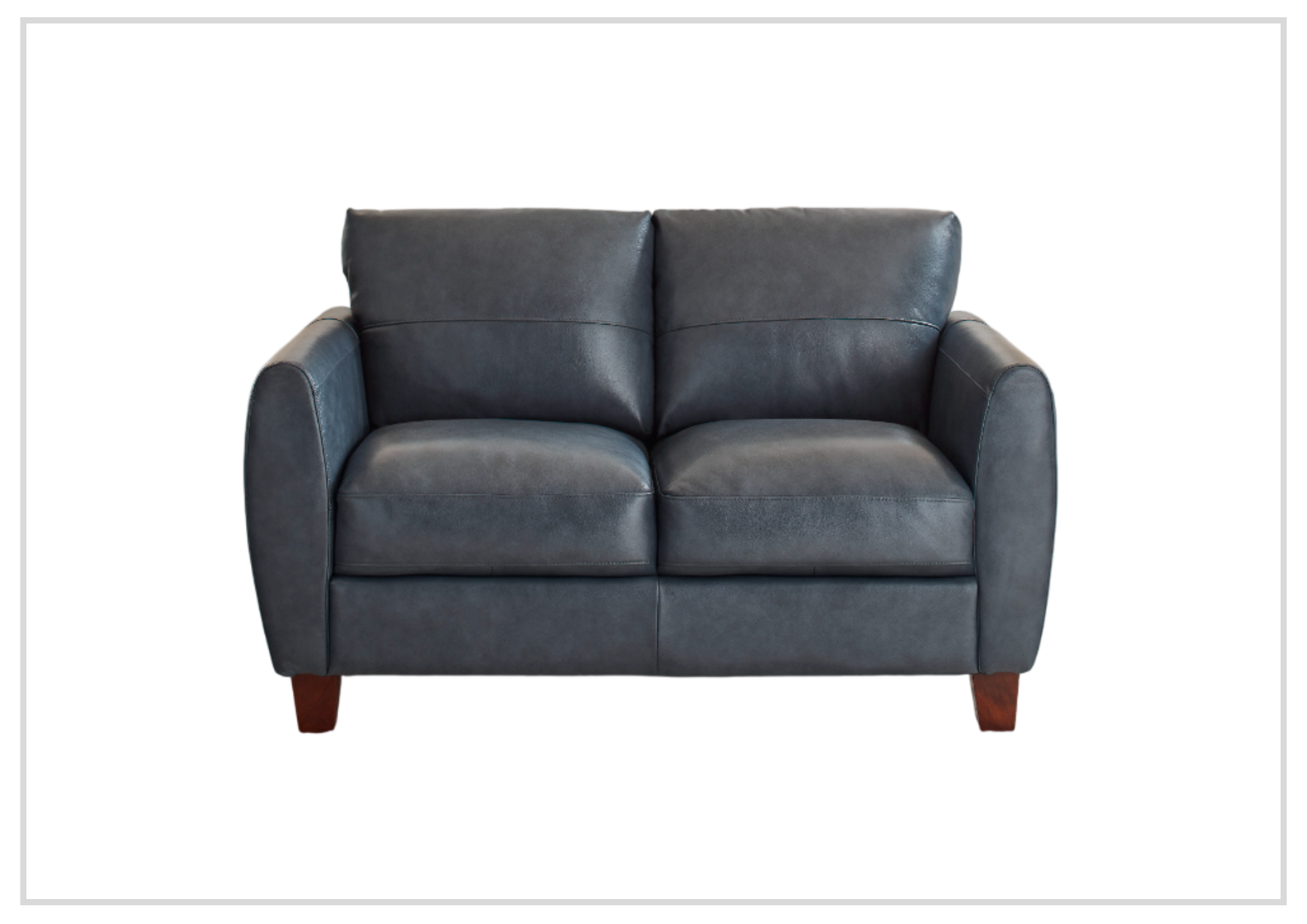 Gio Italia Home Tirano Genuine Leather 2-Seater Sofa in Bluish Gray - Modern Living Room Furniture for Small Spaces & Apartments