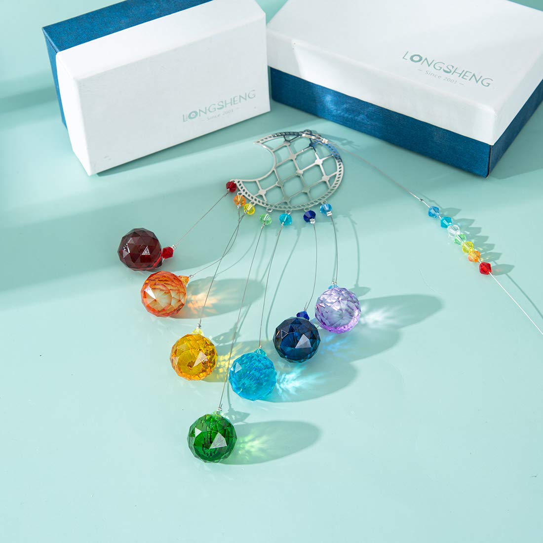 Moon Chakra Crystal Ball Suncatcher - Rainbow Maker for Windows, Home & Garden Decor - Perfect for Wedding, Meditation & Spiritual Healing Spaces