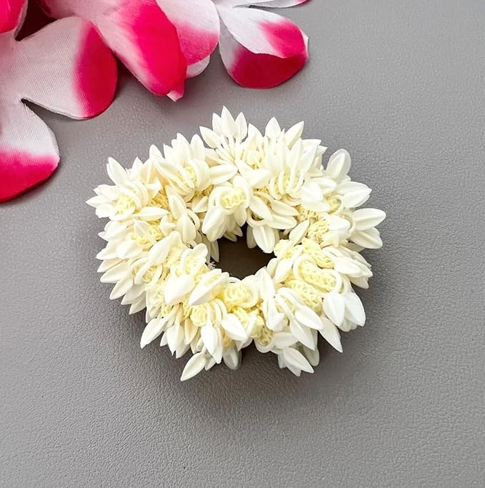 TrendyTrolley 4-Piece Hair Accessories Set - 2 Artificial Scented Mogra Gajra & 2 Black Messy Bun Hairpieces for Wedding, Bridal, and Everyday Hairstyles | Perfect for Brides, Parties, and Daily Use