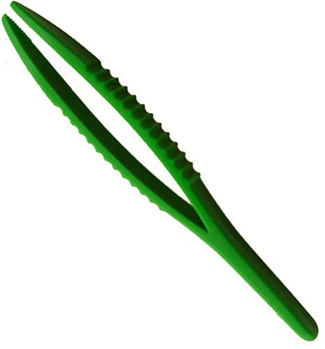(6 Pack) 5 Inch (12.7cm) Green Plastic Tweezers - Lightweight Non-Magnetic Precision Tweezers for Watch Battery Replacement, Jewelry Making, Electronics Repair & Crafting - Perfect for Watchmakers, Hobbyists & DIY Projects