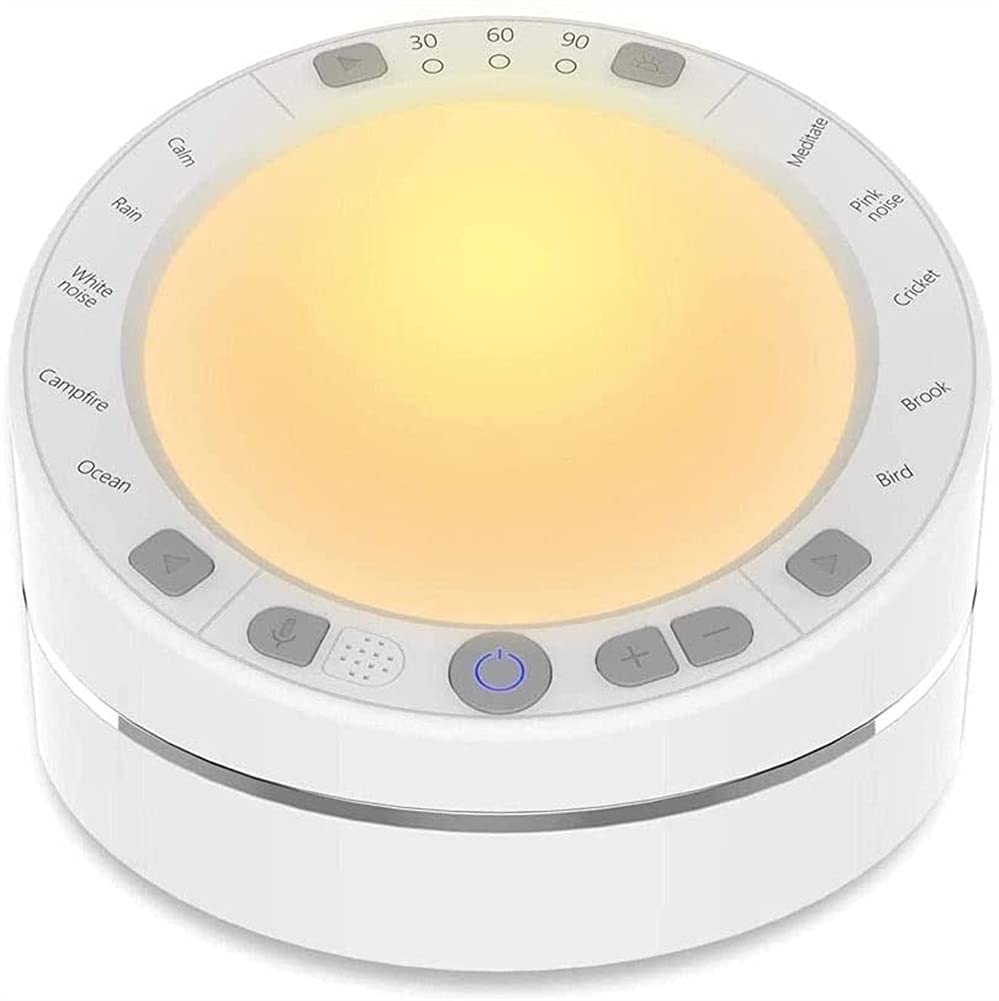 White Noise Machine for Sleep - 10 Soothing Sounds & Night Light with Timer, Portable Sound Machine for Babies & Adults - Perfect for Home, Office, Travel & Nursery Use