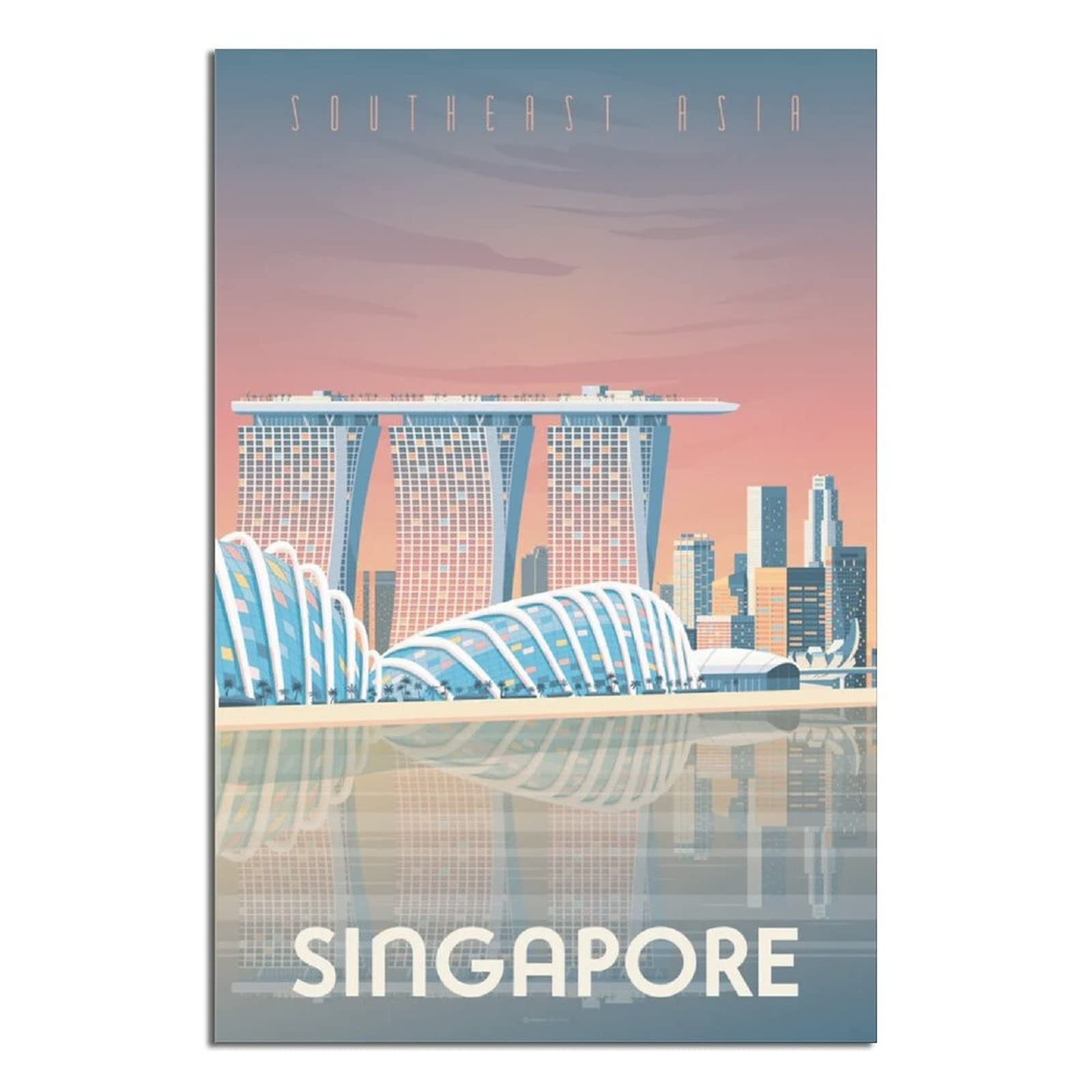 Vintage Singapore Cityscape Lake Canvas Art - Modern Travel Poster Wall Decor for Living Room, Bedroom & Office - Southeast Asia Inspired Home Decoration - Perfect Birthday Gift for Travel Lovers | Ideal for Home, Office & Airbnb Styling