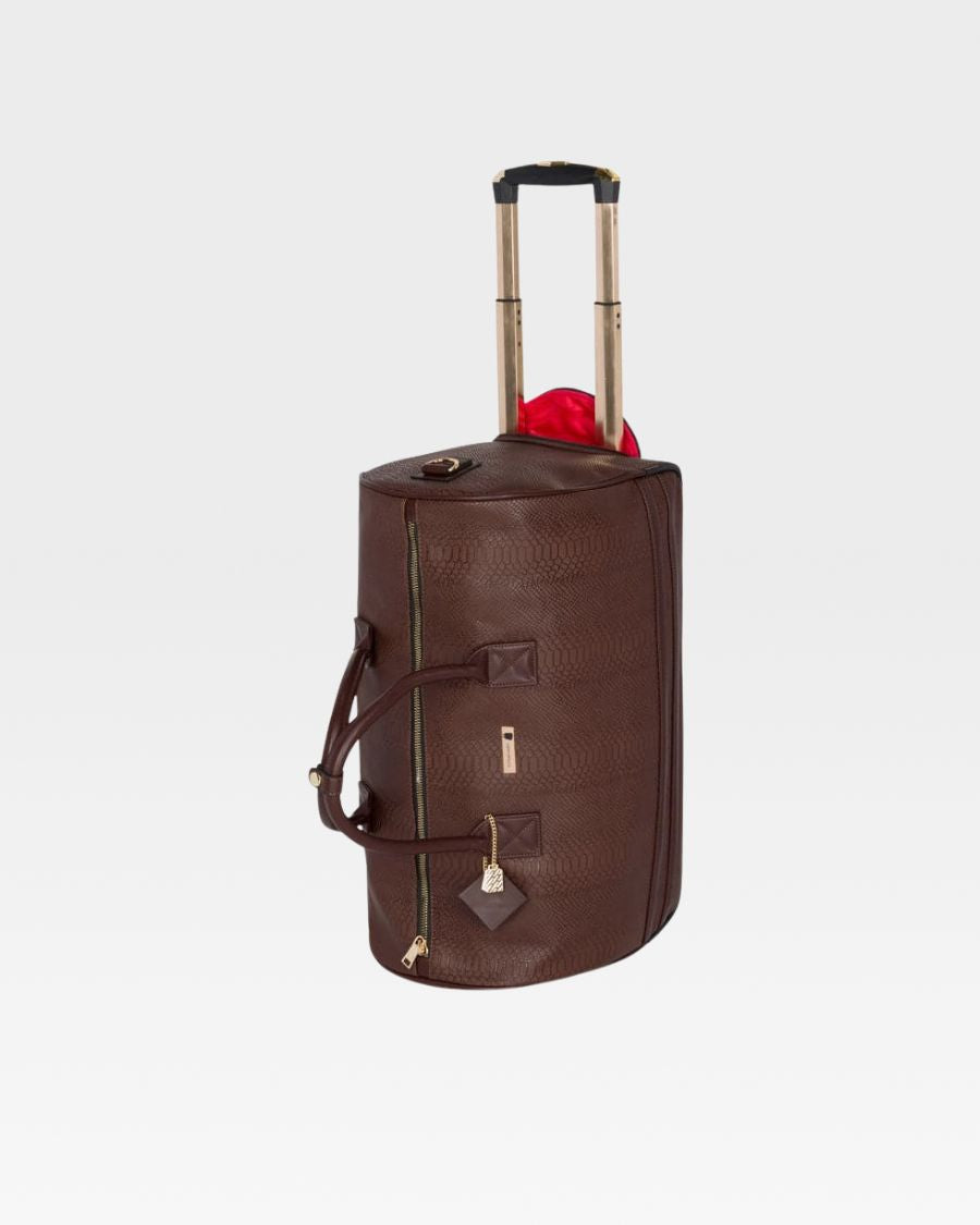 Apollo 1 Rolling Duffle Bag - Chocolate Brown Large Travel Luggage with Wheels for Gym, Sports, Business Trips & Weekend Getaways