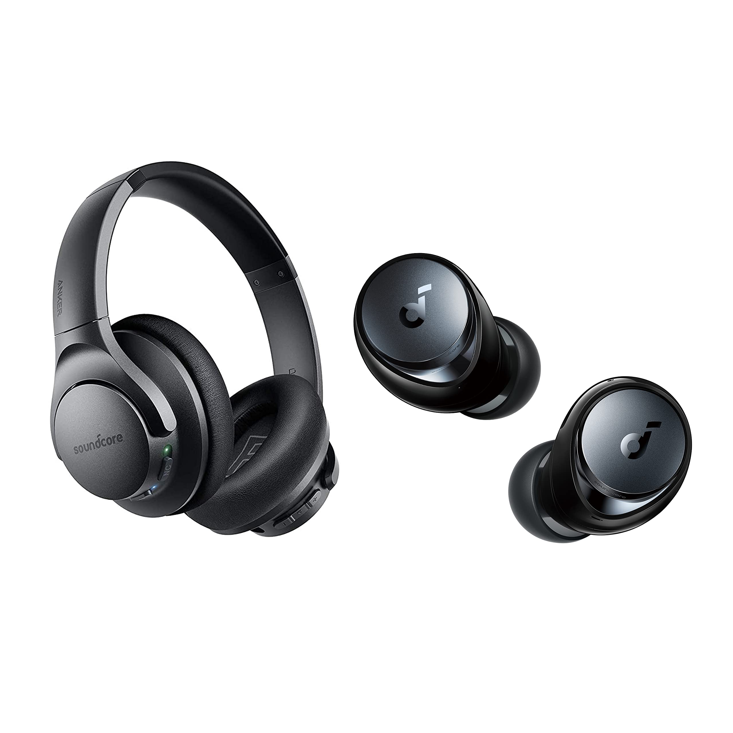 Anker Soundcore Space A40 Adaptive Noise Cancelling Wireless Earbuds - 98% Noise Reduction, 50H Playtime, Hi-Res Audio | Life Q20 Noise Cancelling Headphones with 40H Battery | Perfect for Travel, Workouts & Commuting