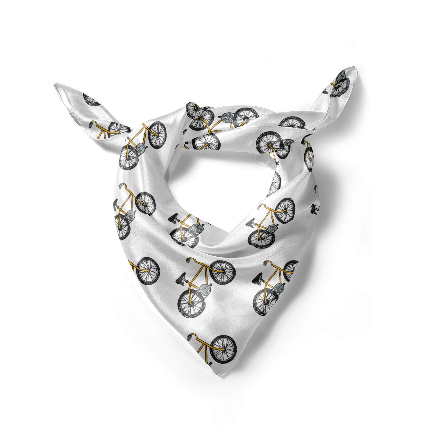 Ambesonne Cartoon Head Scarf - Yellow Bicycle Pattern Hair Wrap for Women, Fashionable Bandana & Headband - Perfect for Cycling, Running, Yoga and Outdoor Activities