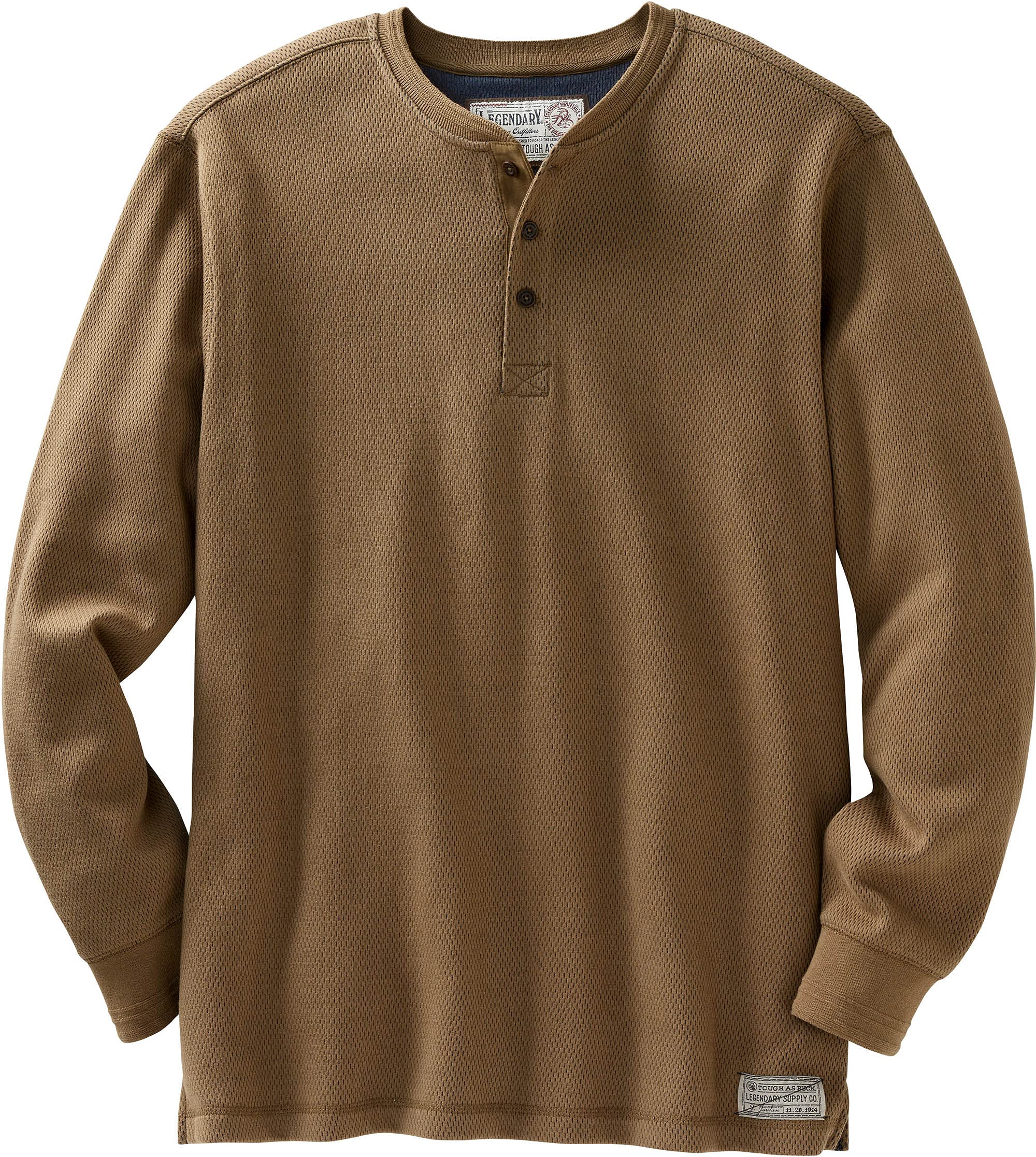Legendary Whitetails Men's Thermal Henley Shirt - Double Layer Waffle Knit Long Sleeve Shirt for Men - Warm Winter Base Layer for Hunting, Camping & Outdoor Activities