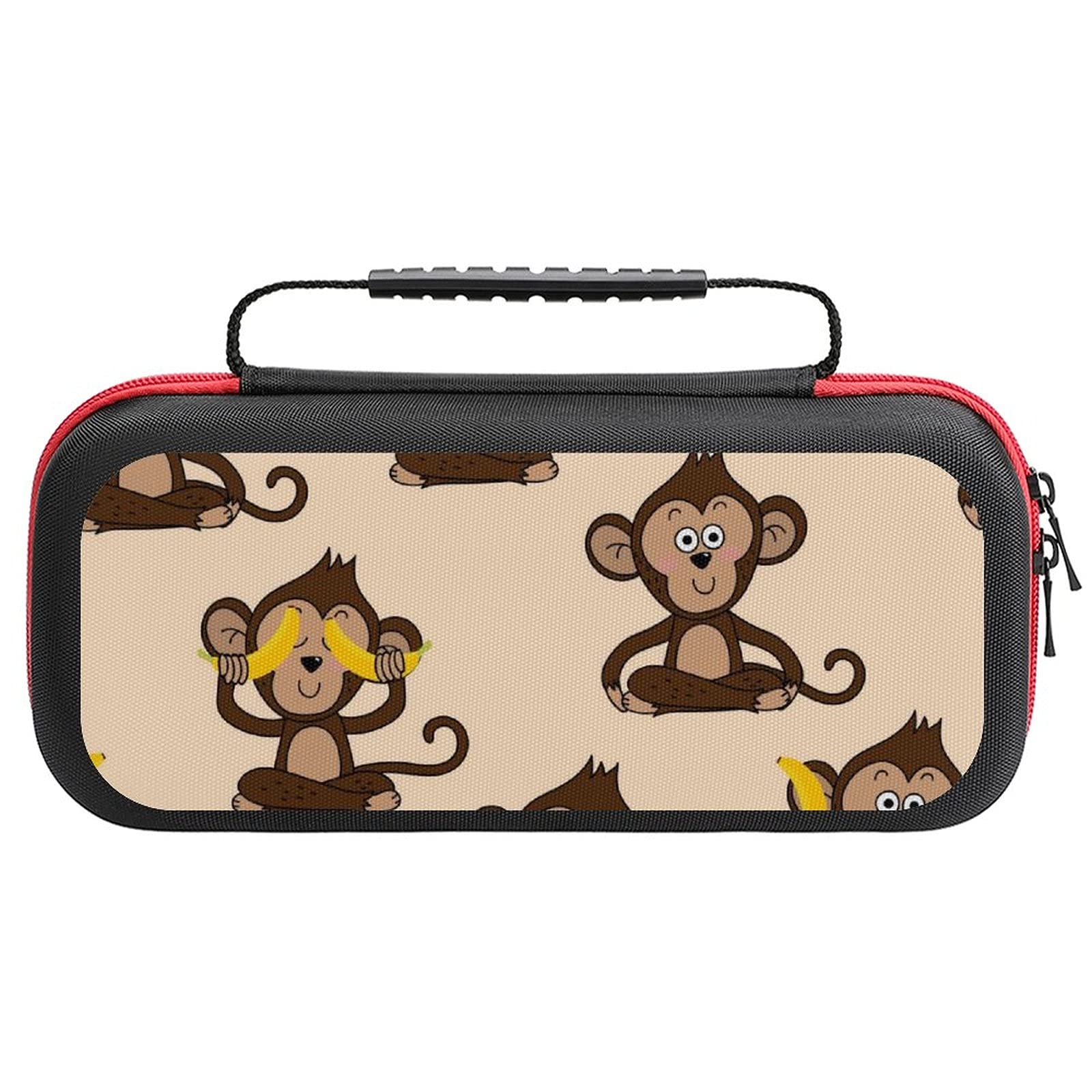 Monkey Love Banana Printed Travel Carrying Case for Nintendo Switch Lite & Accessories - Portable Storage Bag for Gaming, Commuting, and Outdoor Adventures