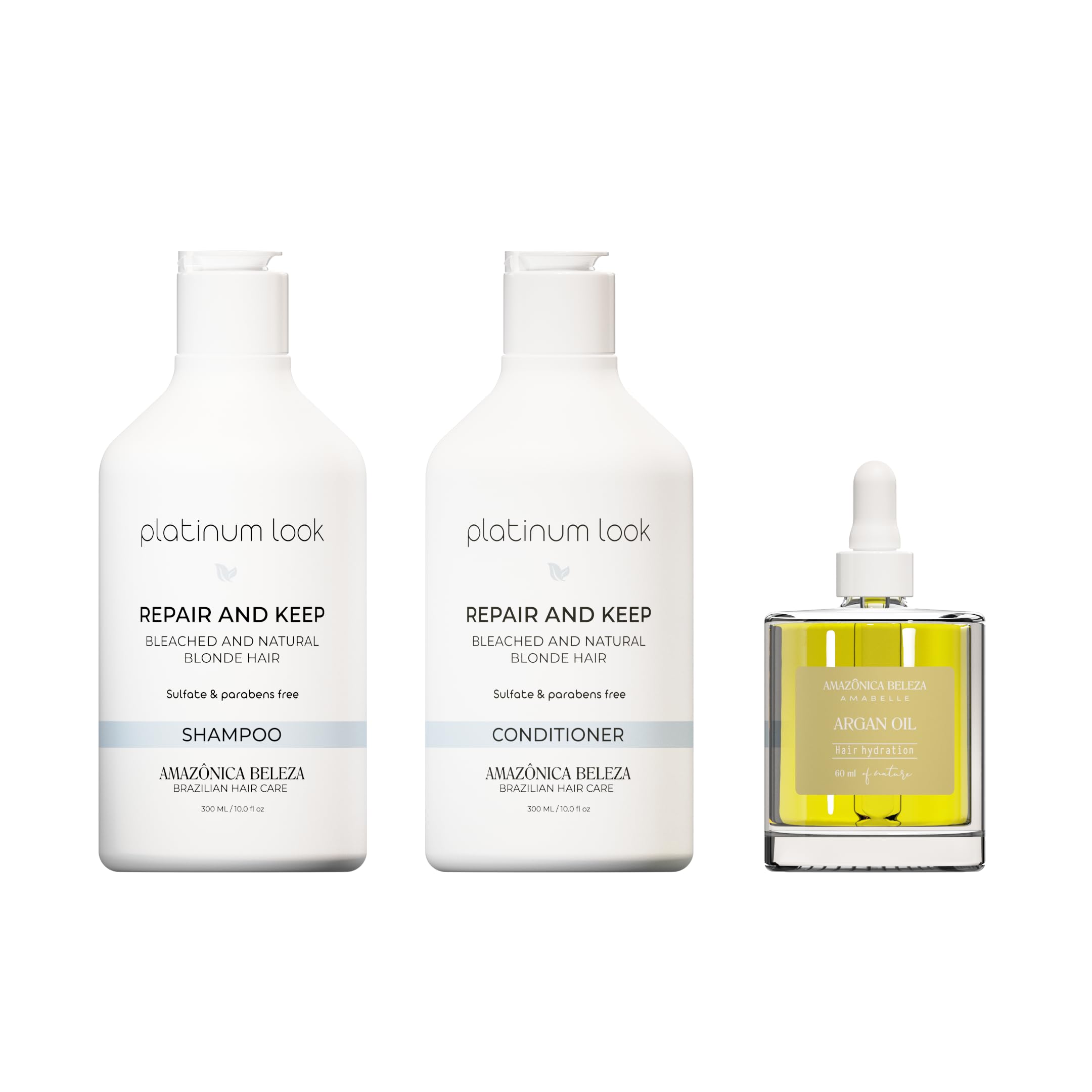 Platinum Shampoo and Conditioner Set with 100% Pure Argan Oil - Hair Repair Treatment for Damaged Hair, Deep Nourishment & Strengthening (10oz + 2oz) - Perfect for Dry, Frizzy Hair Care Routine at Home or Salon