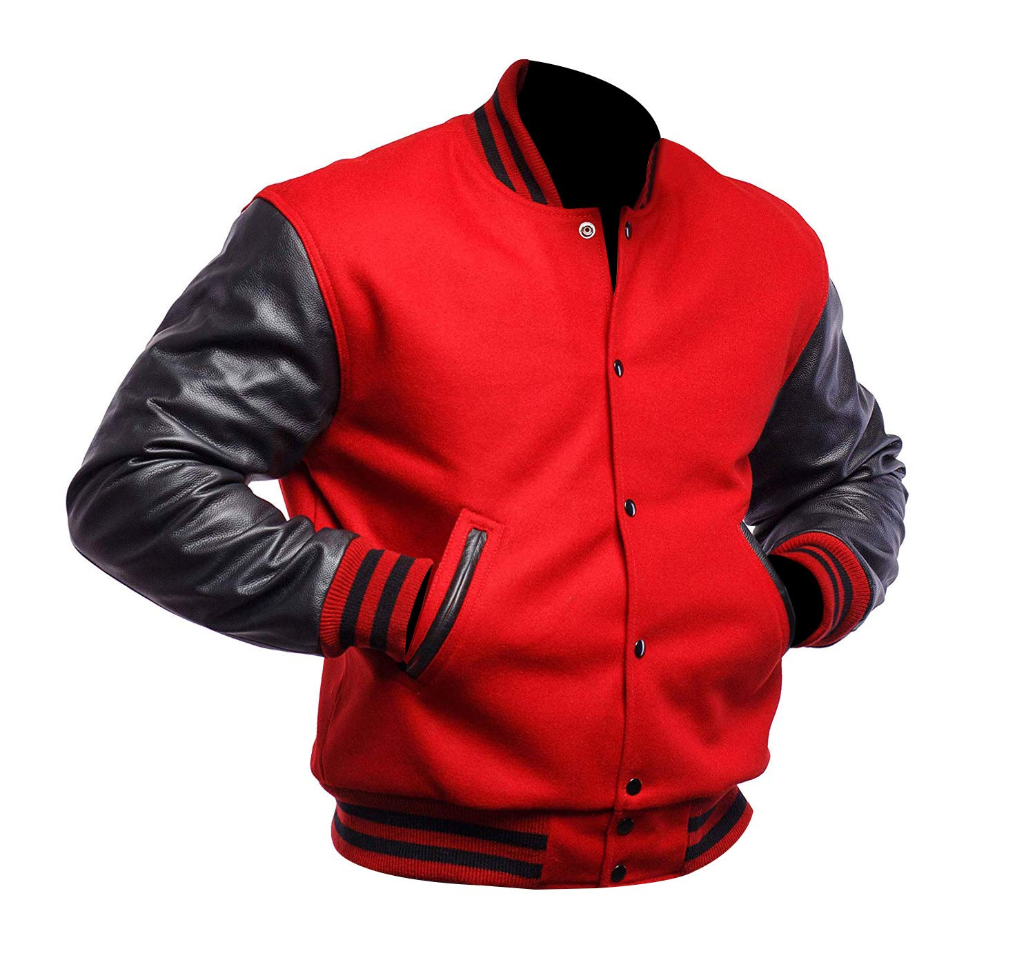 Men's Varsity Baseball Jacket - College Letterman Style with Faux Leather Sleeves | High School & University Sports Coat for Baseball, Football, Basketball Games & Casual Wear