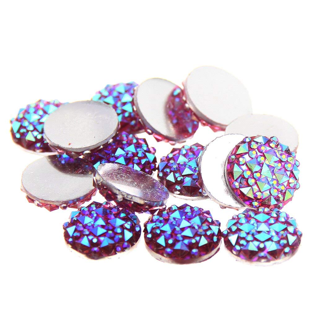 16mm Round Flatback Rhinestones - 40pcs Red AB Resin Stones for DIY Crafts, Fabric Decor & Garment Accessories - Perfect for Costumes, Jewelry Making & Home Decor