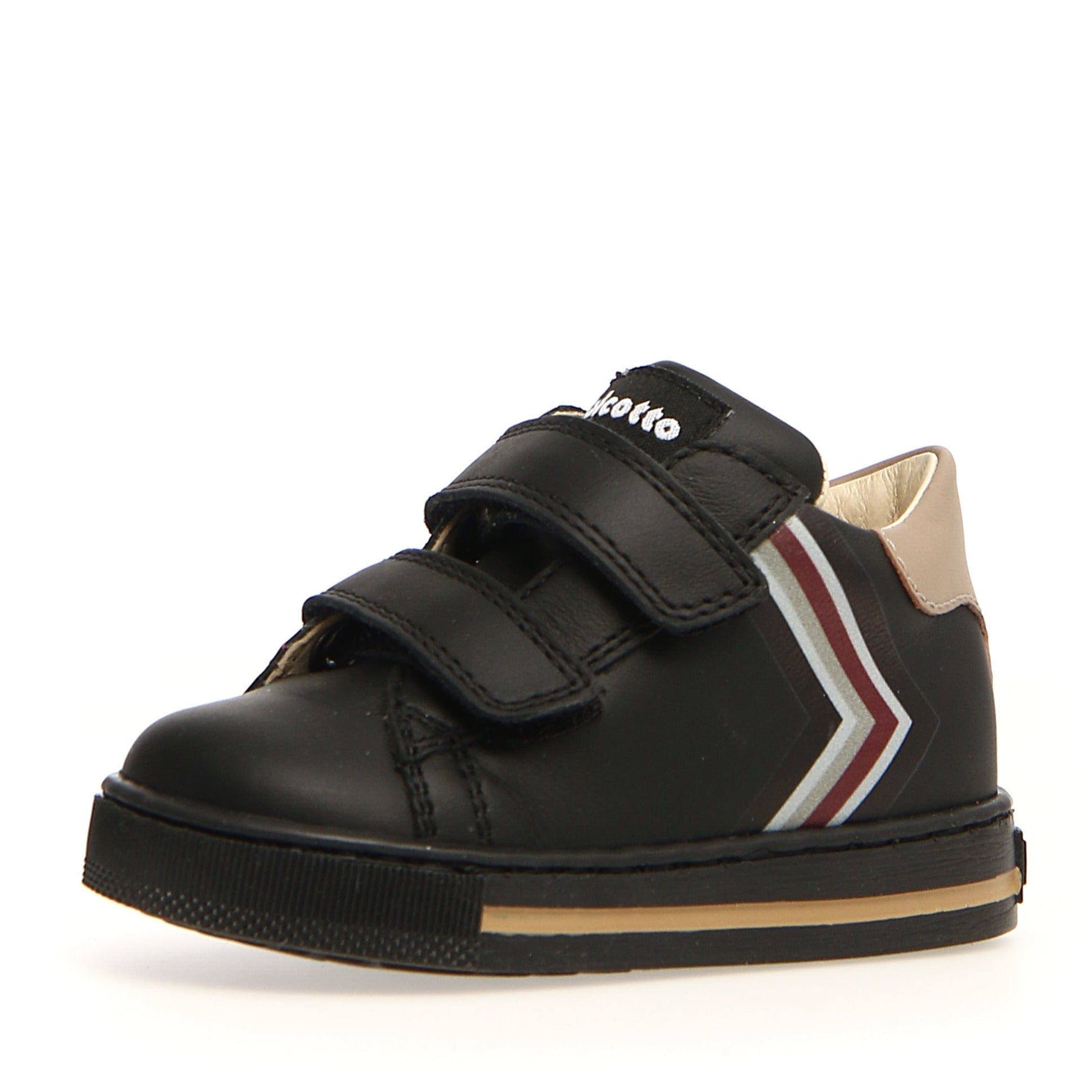 Falcotto Kids' Leryn Calf Sneakers for Boys and Girls - Comfortable Black/Taupe Casual Shoes for School, Play & Everyday Wear