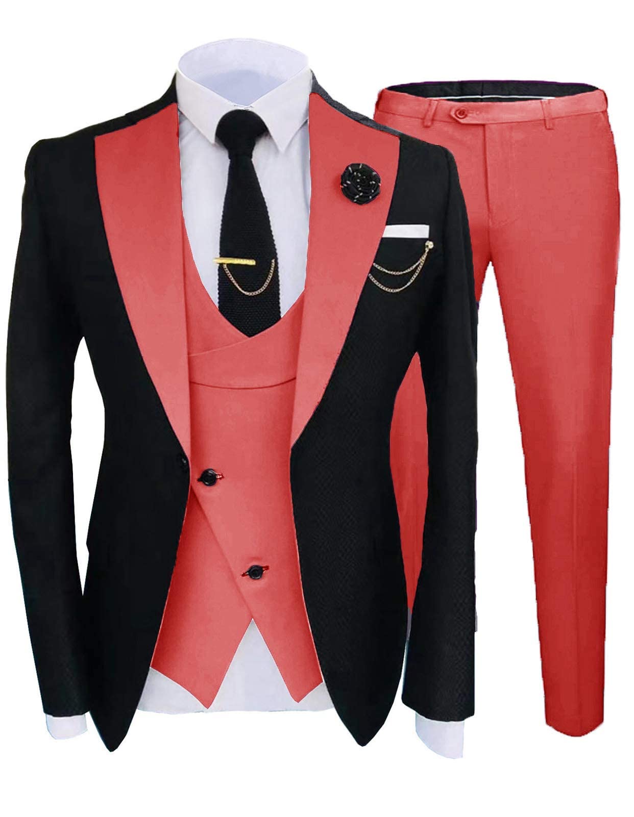 3-Piece Men's Notch Lapel Suit Set - Single Button Blazer, Vest & Pants for Wedding, Prom & Formal Events | Groom Tuxedo for Special Occasions