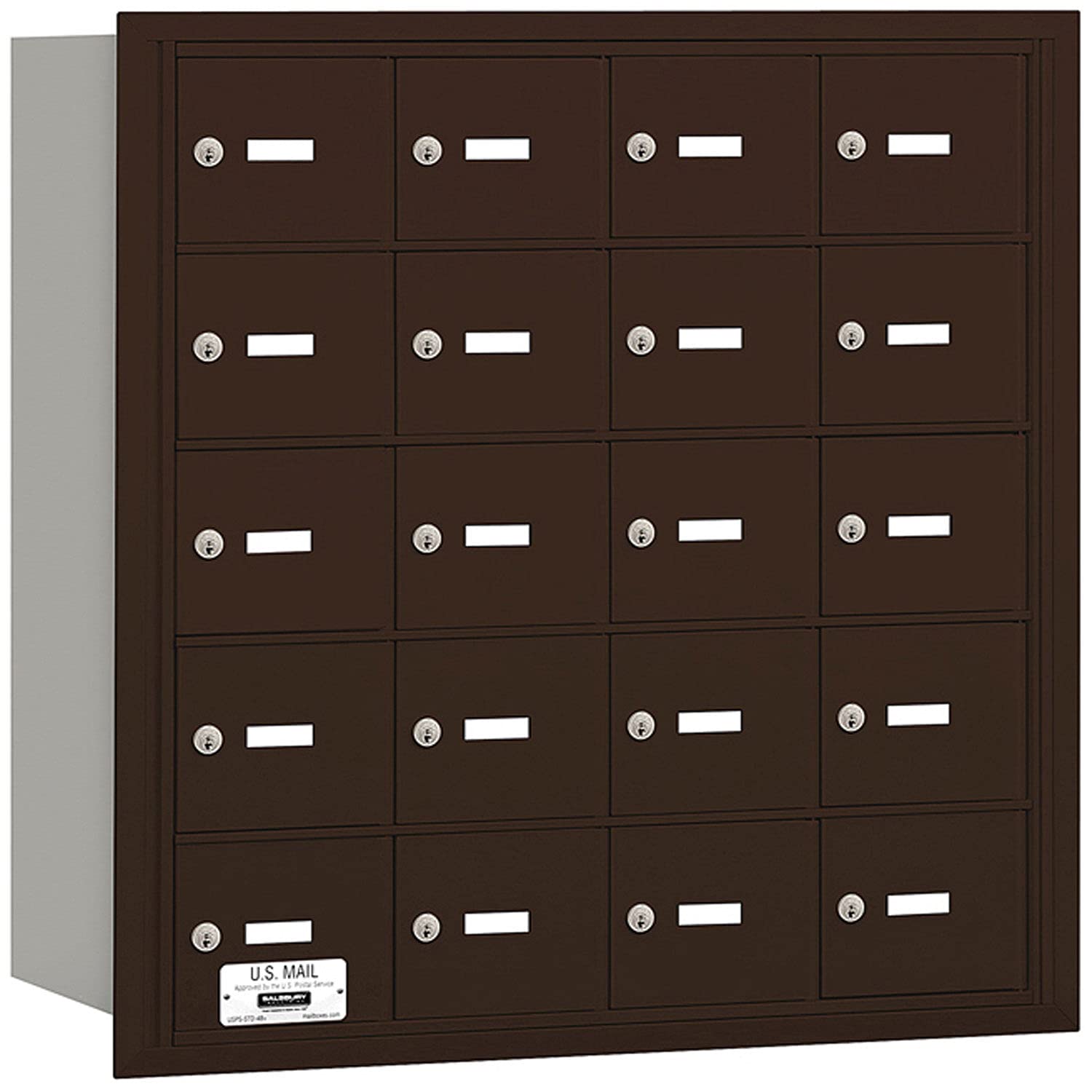 Salsbury Industries 3620ZRU 4B Plus Horizontal Mailbox - 20A Doors, Rear Loading, USPS Approved, Bronze Finish | Durable Outdoor Mailbox for Residential & Commercial Use