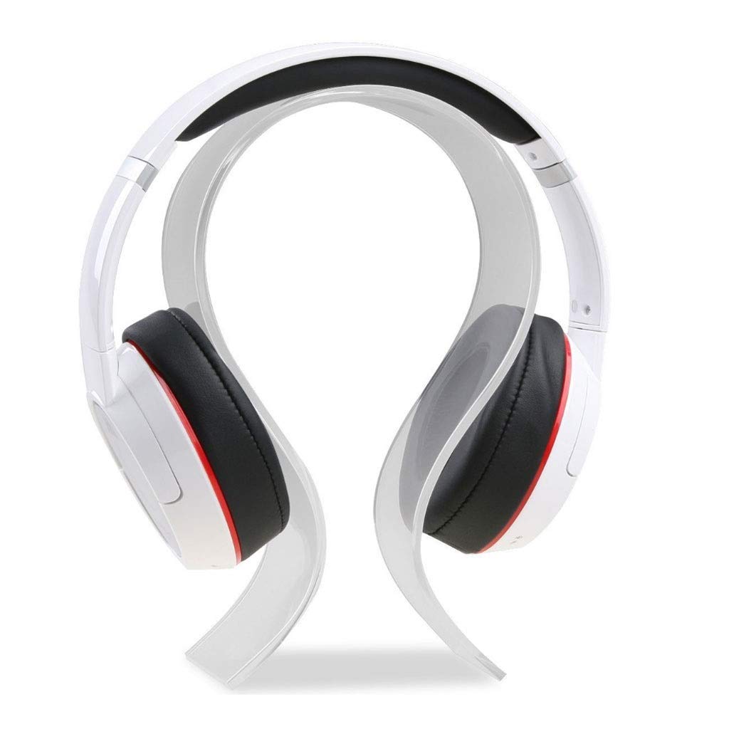 Universal Acrylic Headphone Stand Holder - Fits All Headphone Sizes, White | Perfect for Gaming, Office & Home Organization - Display Your Earbuds & Headsets Stylishly