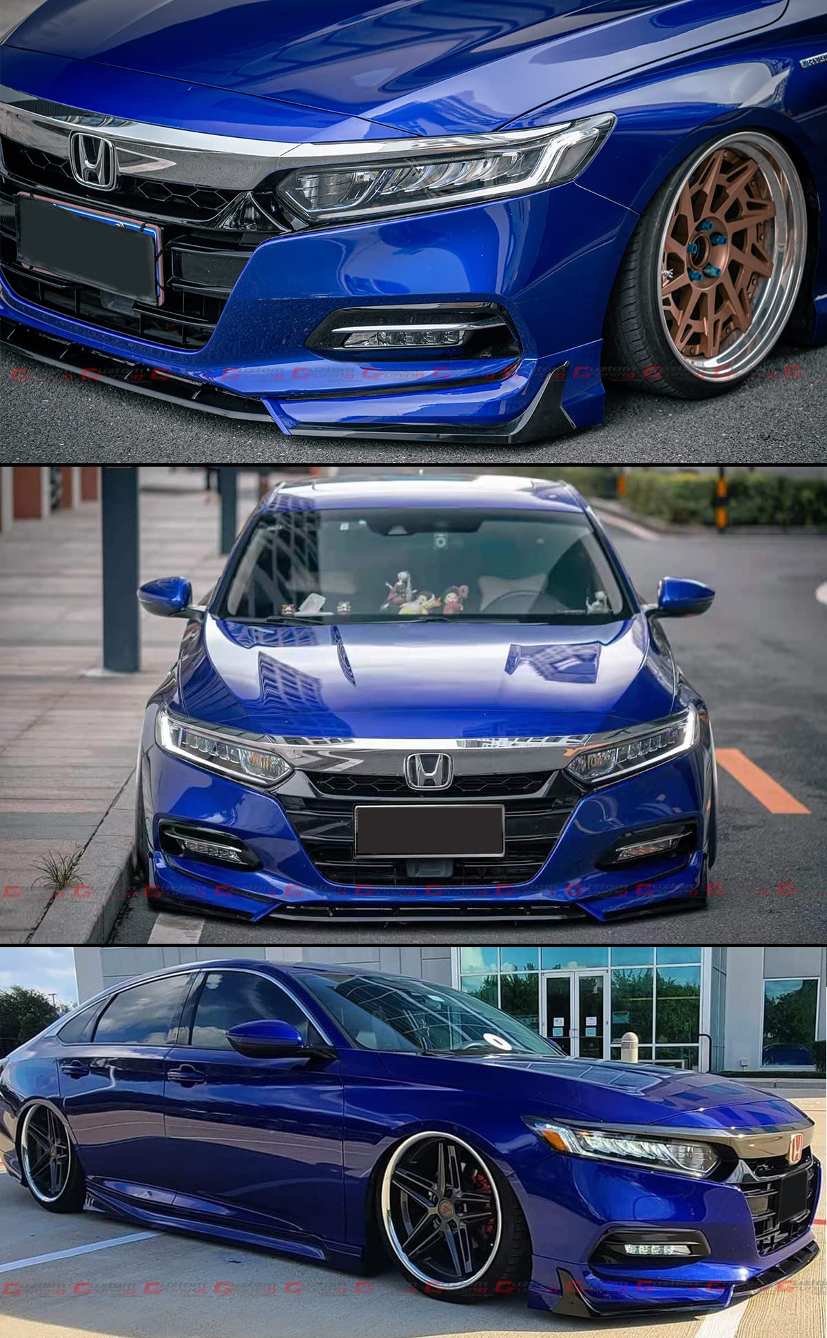 ACR Style JDM Painted Two-Tone Gloss Black & Night Pearl Blue Front Bumper Lip Splitter Kit for 2018-2020 Honda Accord EX/LX/Touring/Sport - Enhance Your Car's Aerodynamics & Style for Street Racing & Show Cars