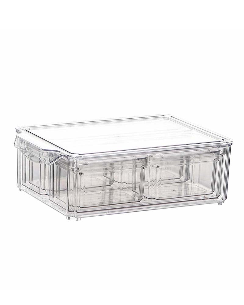 Stackable Clear Refrigerator Organizer Bins with Lids - 10-Piece Set of 3 Sizes for Fruits, Vegetables & Food Storage | Perfect for Fridge, Pantry & Countertop Organization