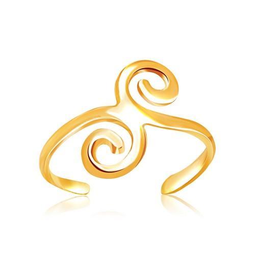14K Yellow Gold Scrollwork Motif Toe Ring for Women - Elegant Foot Jewelry for Beach, Summer & Special Occasions
