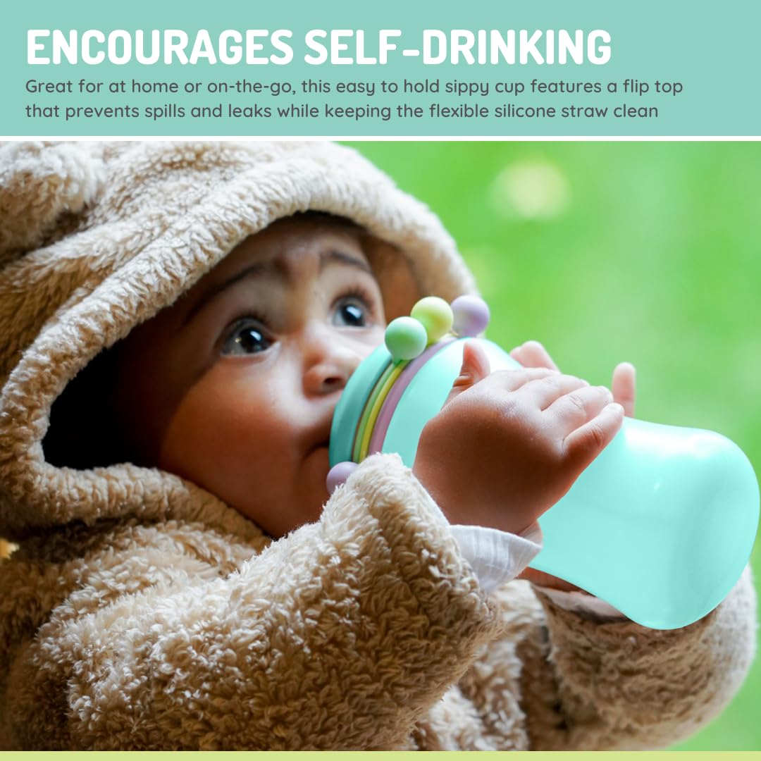 Melii Abacus Straw Sippy Cup 11.5 oz/340ml - BPA-Free Spill-Proof Baby & Toddler Drinking Cup with Soft Straw (Blue) - Perfect for Daycare, Travel & On-the-Go Hydration