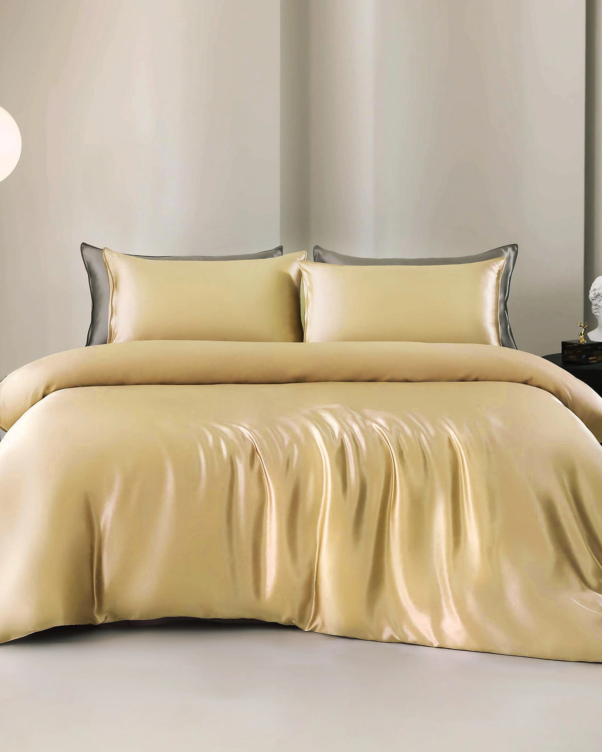 25 Momme 4-Piece Silk Duvet Cover Set with Flat Sheet - Queen Size Luxury Bedding for Soft & Breathable Sleep - Perfect for Master Bedroom, Guest Room & Hotel Use