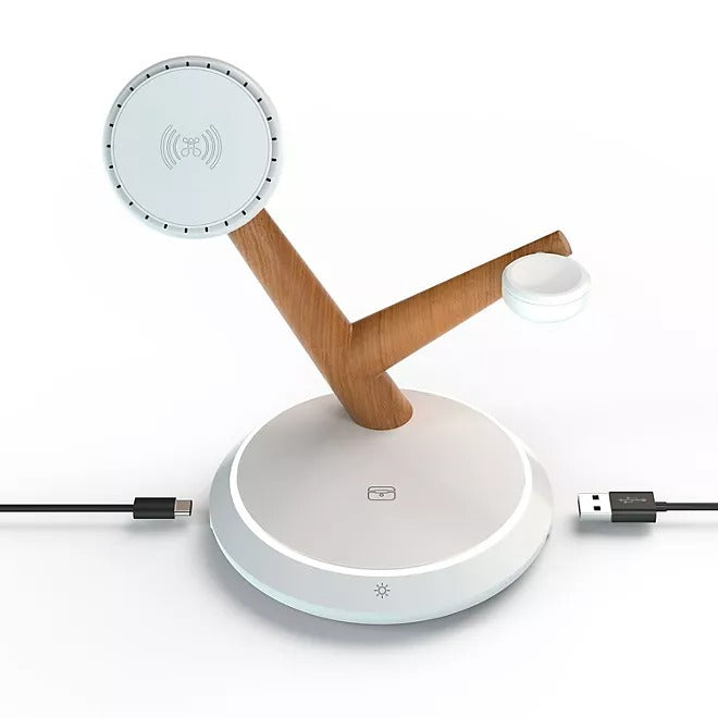 Atomi AT2519 QI2 Wireless Charging Stand - 15W Fast Magnetic Charger for iPhone 15/14/13/12, AirPods, Samsung Galaxy - Perfect for Home, Office & Travel (White)